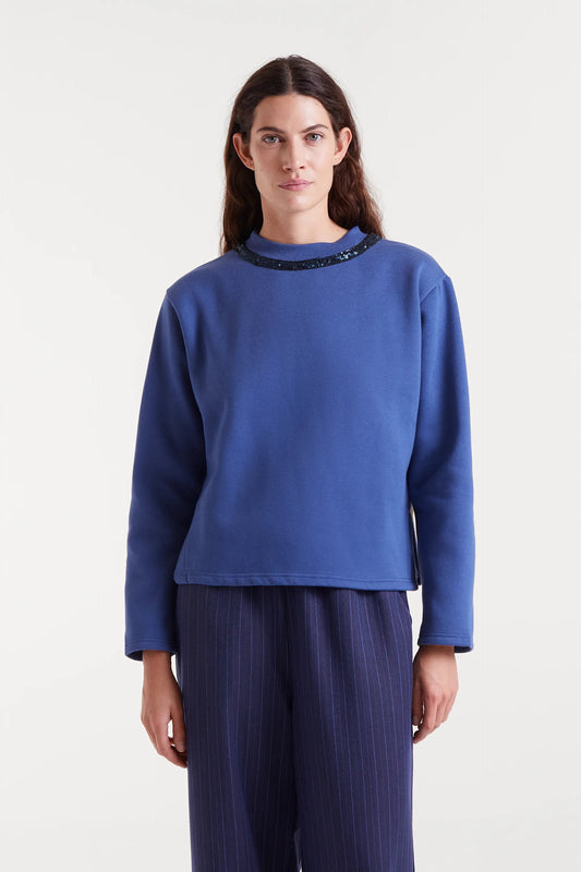 Sudadera cuello redondo con lentejuelas