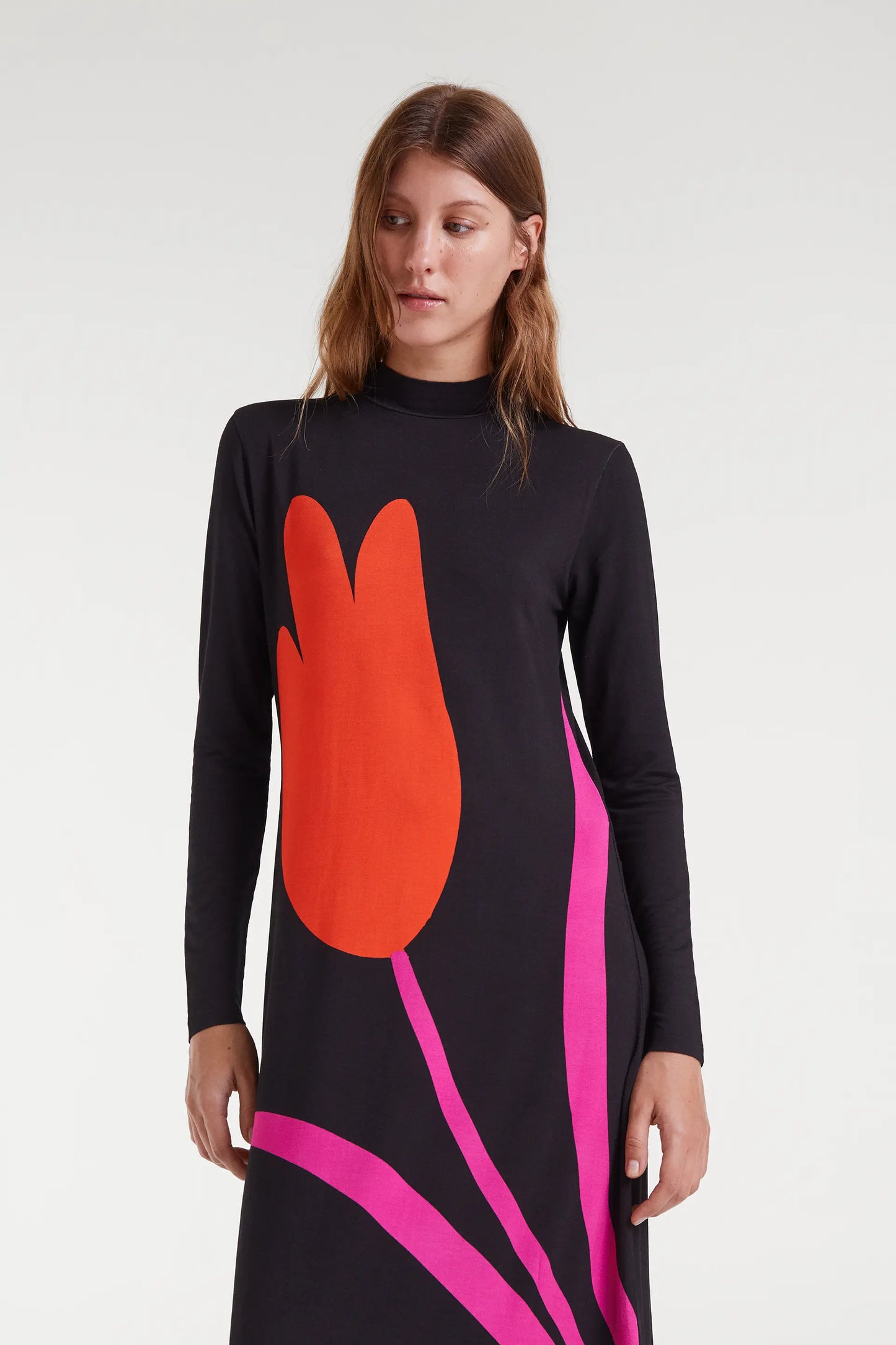 Vestido largo con estampado Big Tulip