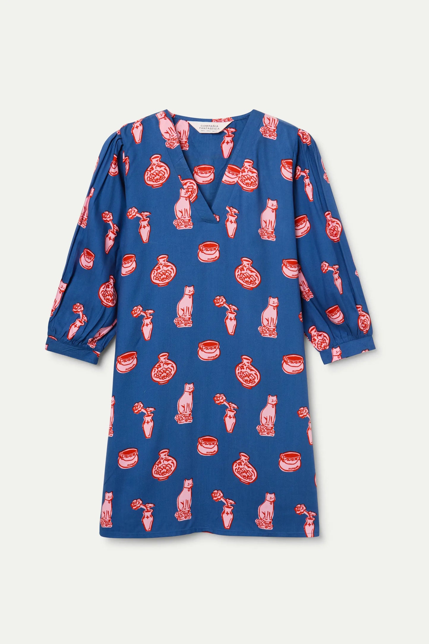 Vestido corto con estampado Porcelain