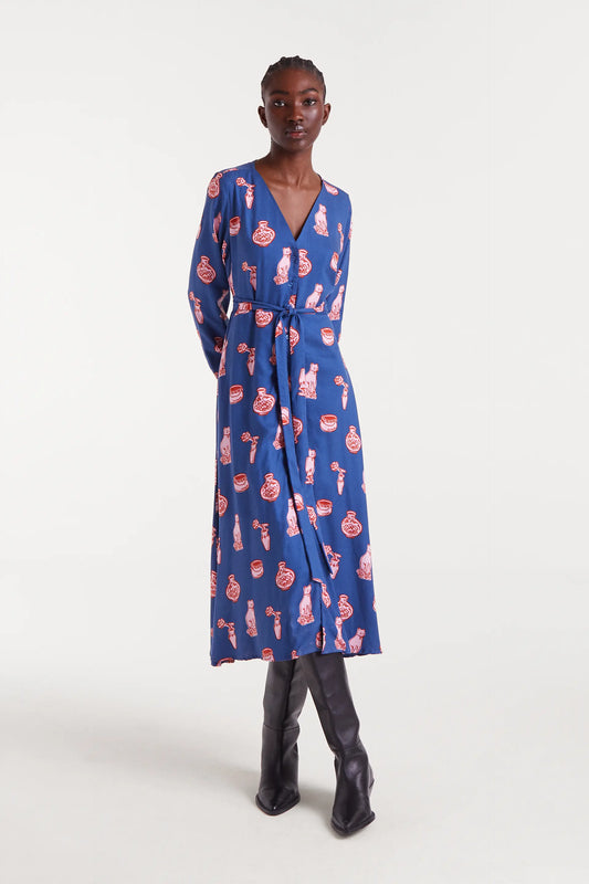 Vestido midi con estampado Porcelain