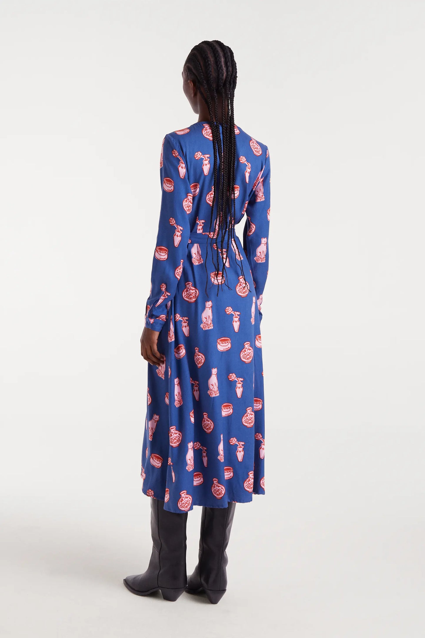 Vestido midi con estampado Porcelain