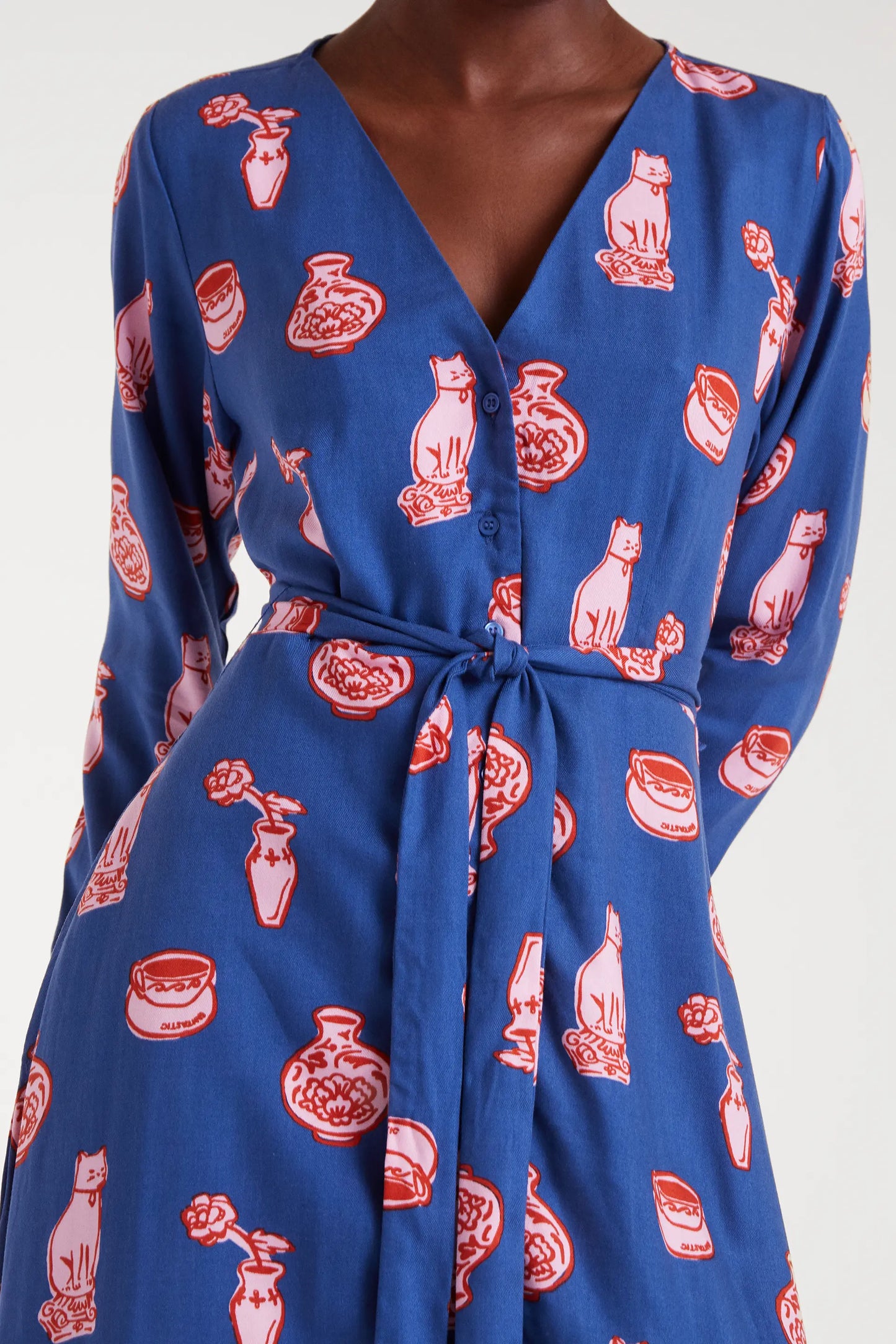 Vestido midi con estampado Porcelain