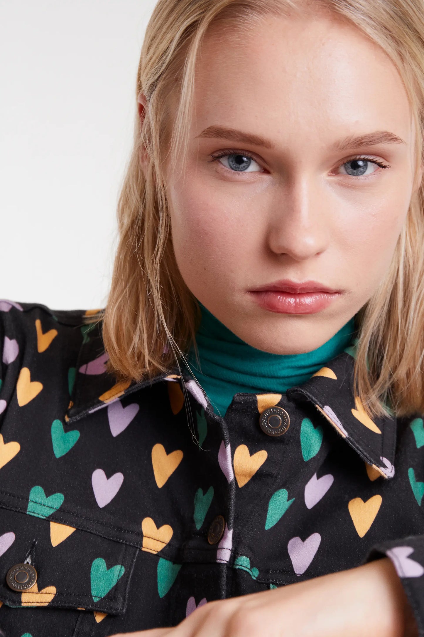 Cupid Lines print denim jacket