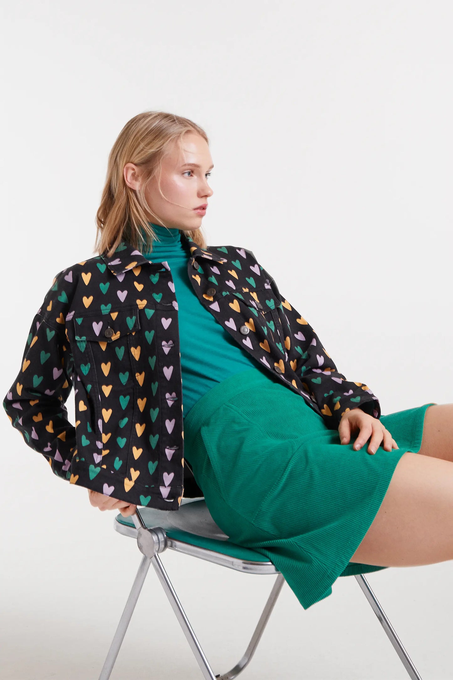 Cupid Lines print denim jacket