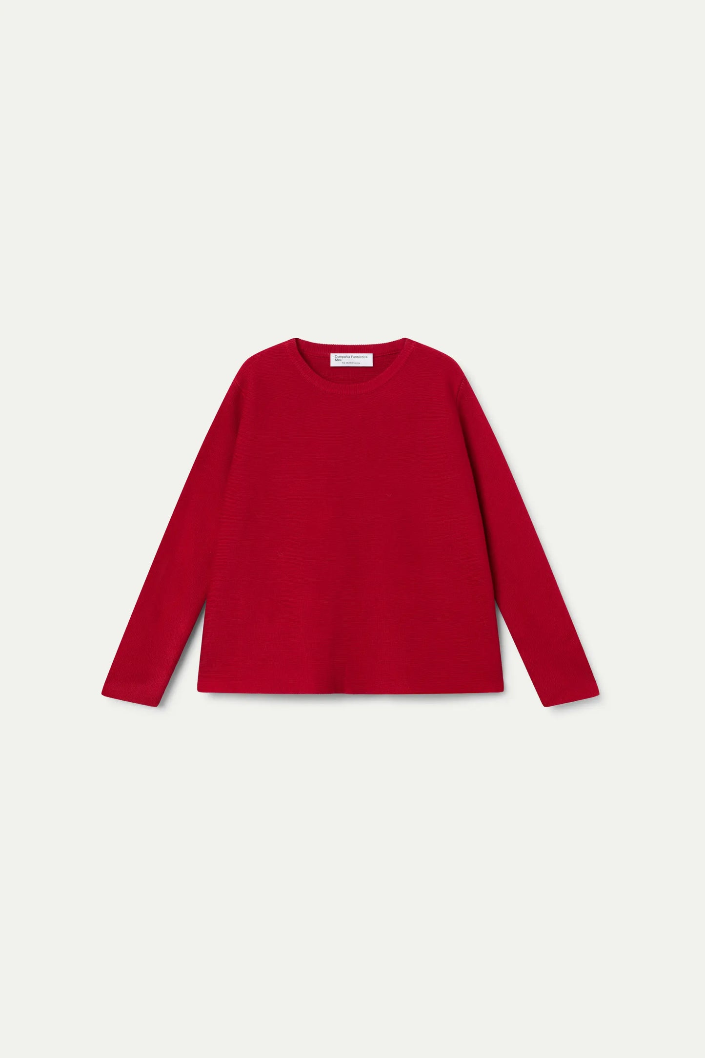 Red fine knit long-sleeved girl's sweater