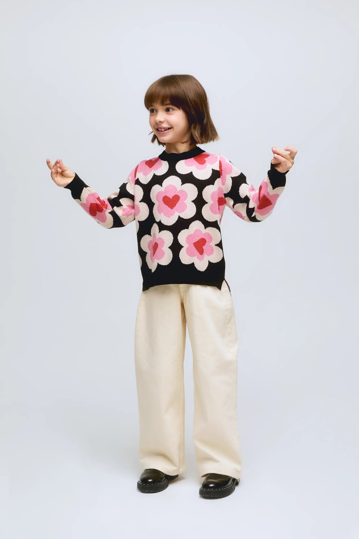 SweetHeart printed knit girl's sweater