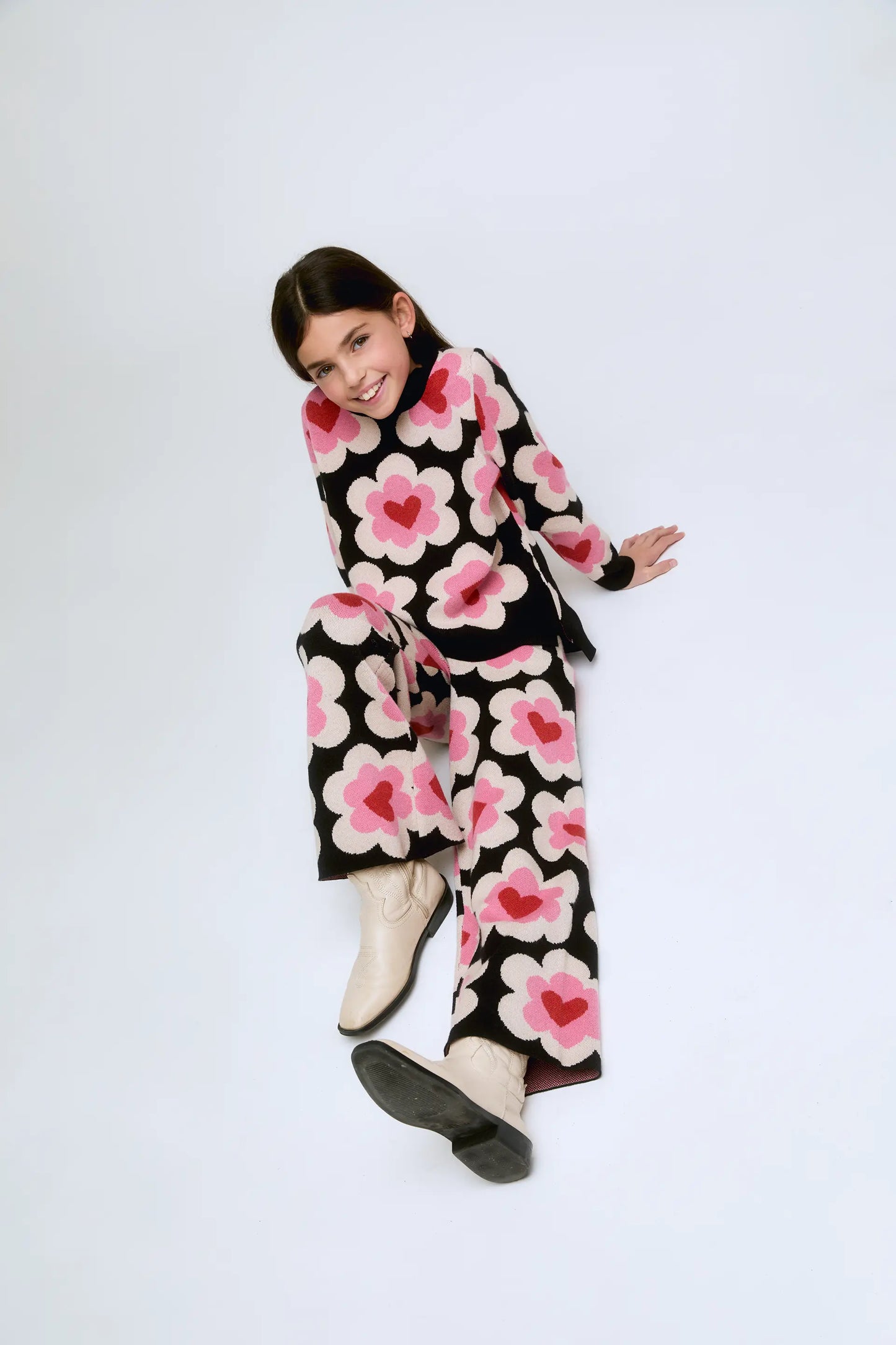 Pantaloni da bambina in maglia con stampa a cuore SweetHeart