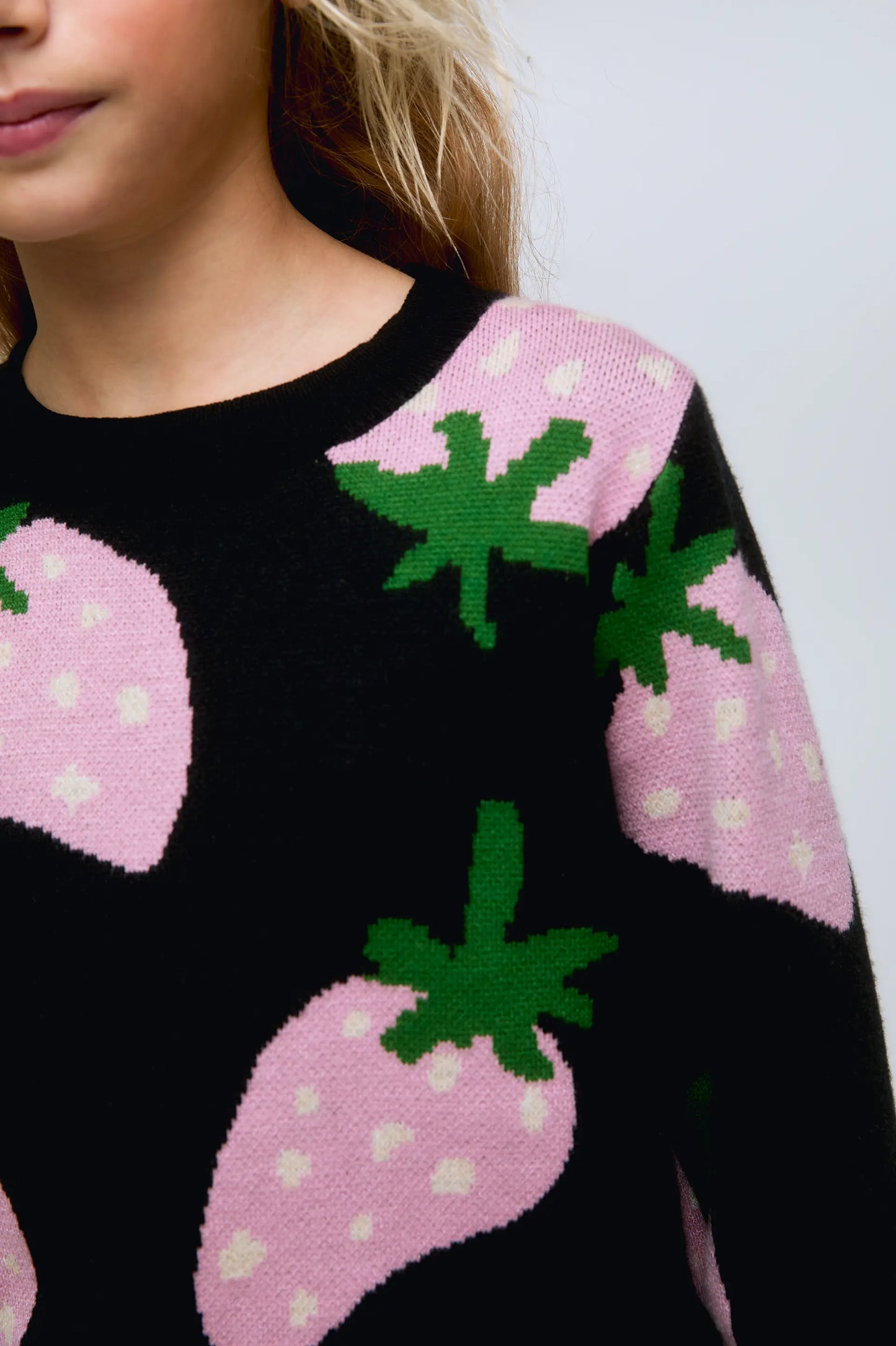 Maglione da bambina in maglia stampata Morango