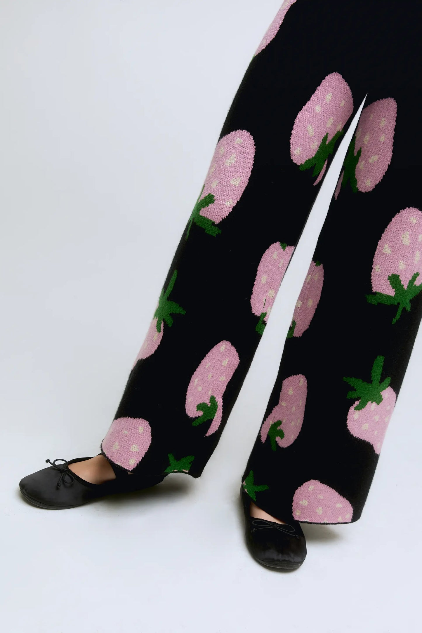 Pantalón de niña punto estampado de fresas Morango