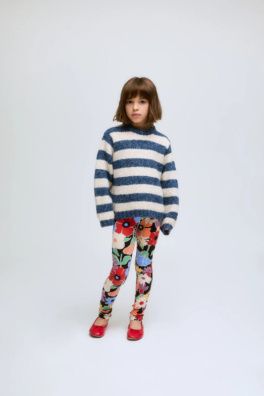 Jersey de niña de punto rayas blancas y azules