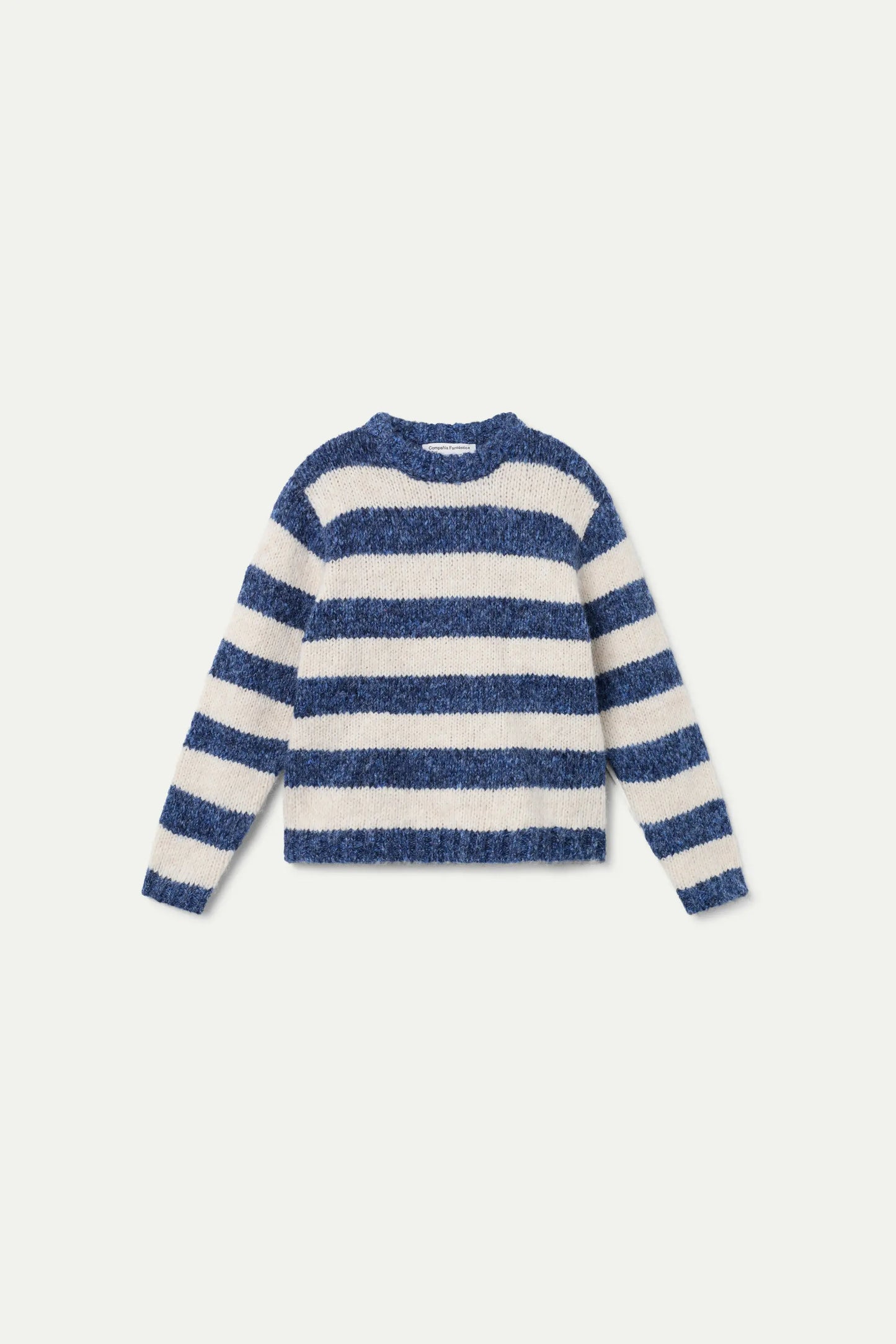 White and blue striped knitted girl's sweater