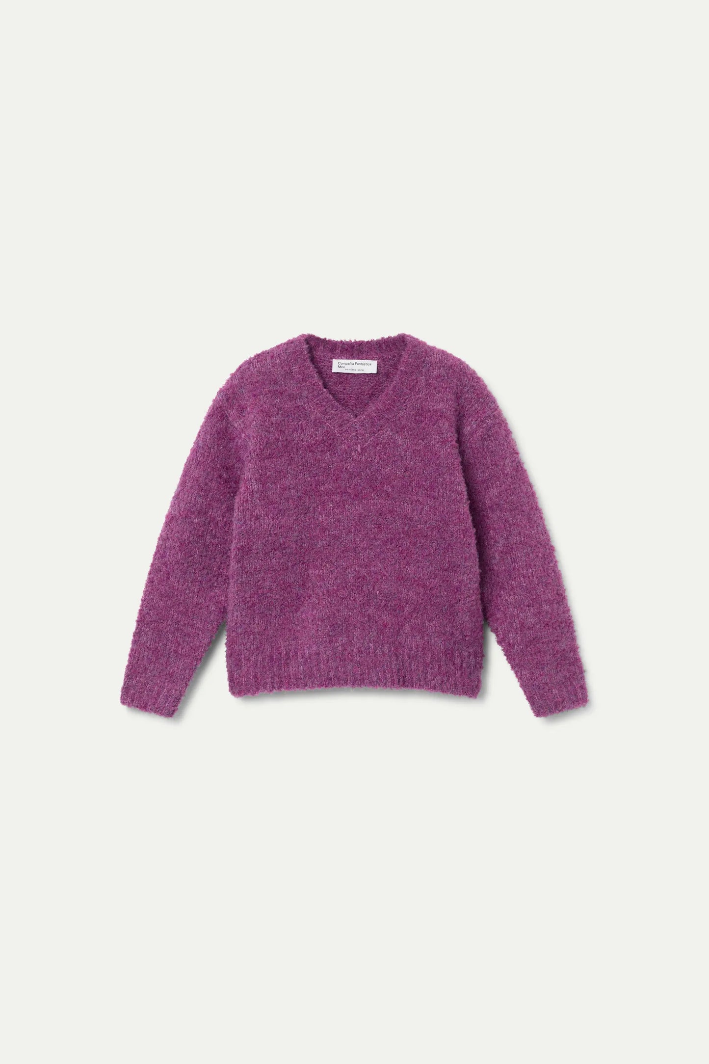 Textured eggplant knit girl's sweater