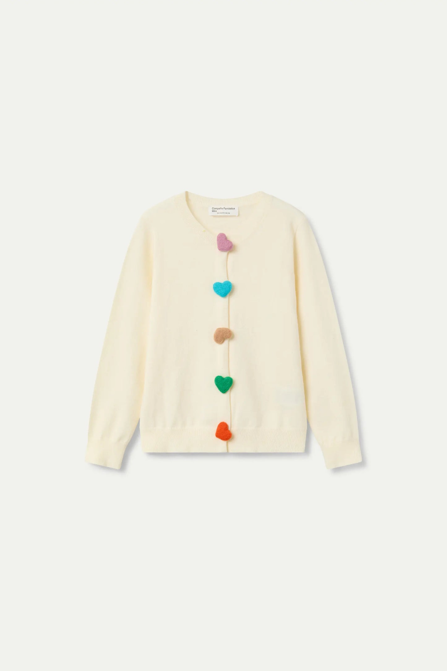 Girl's cardigan with white heart button detail