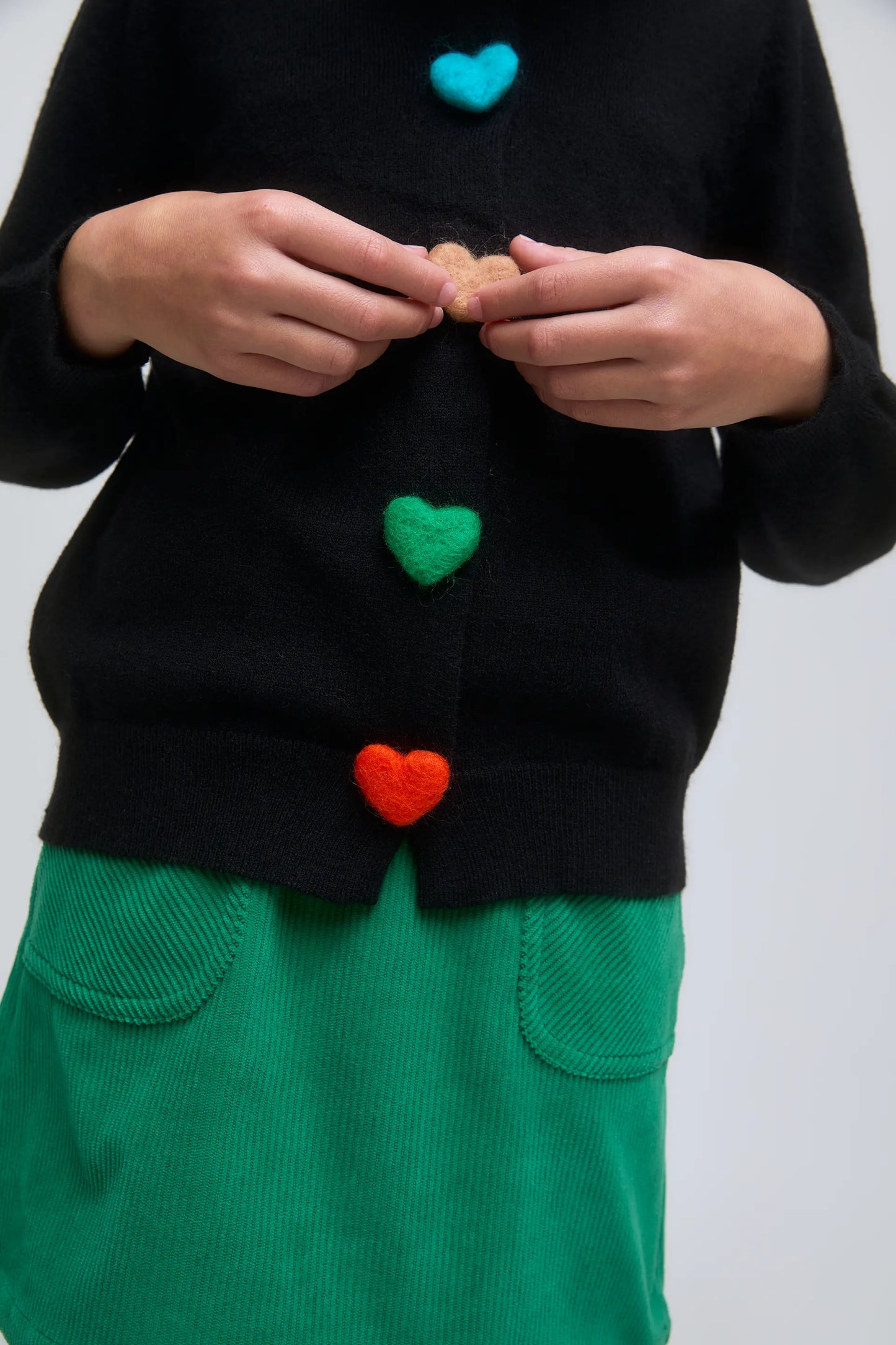 Girl's cardigan with black heart button detail