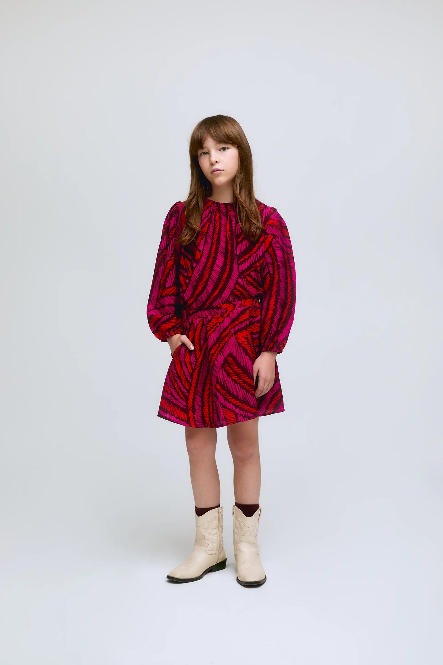 Gonna corta da bambina con stampa fedora