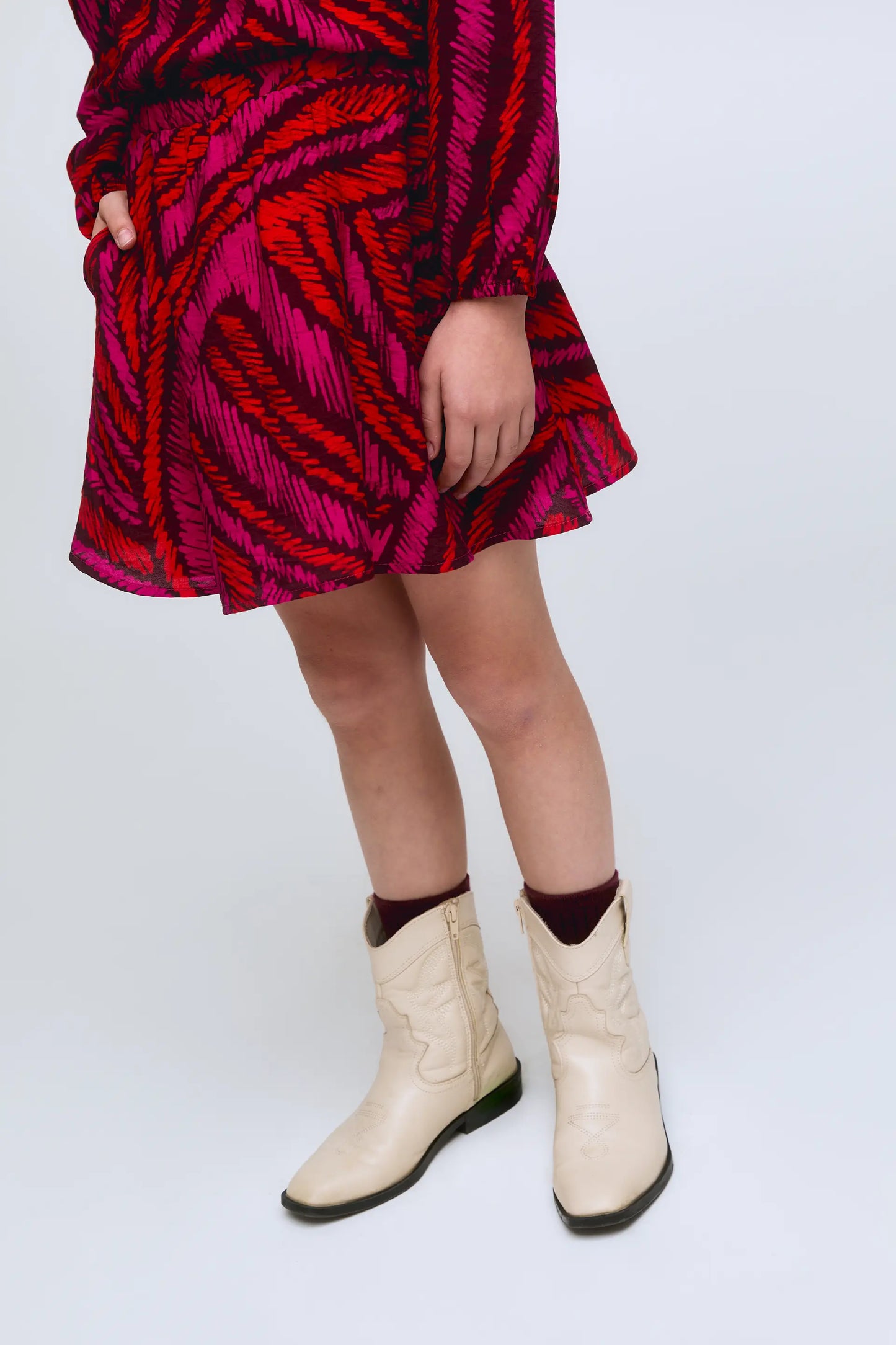 Gonna corta da bambina con stampa fedora