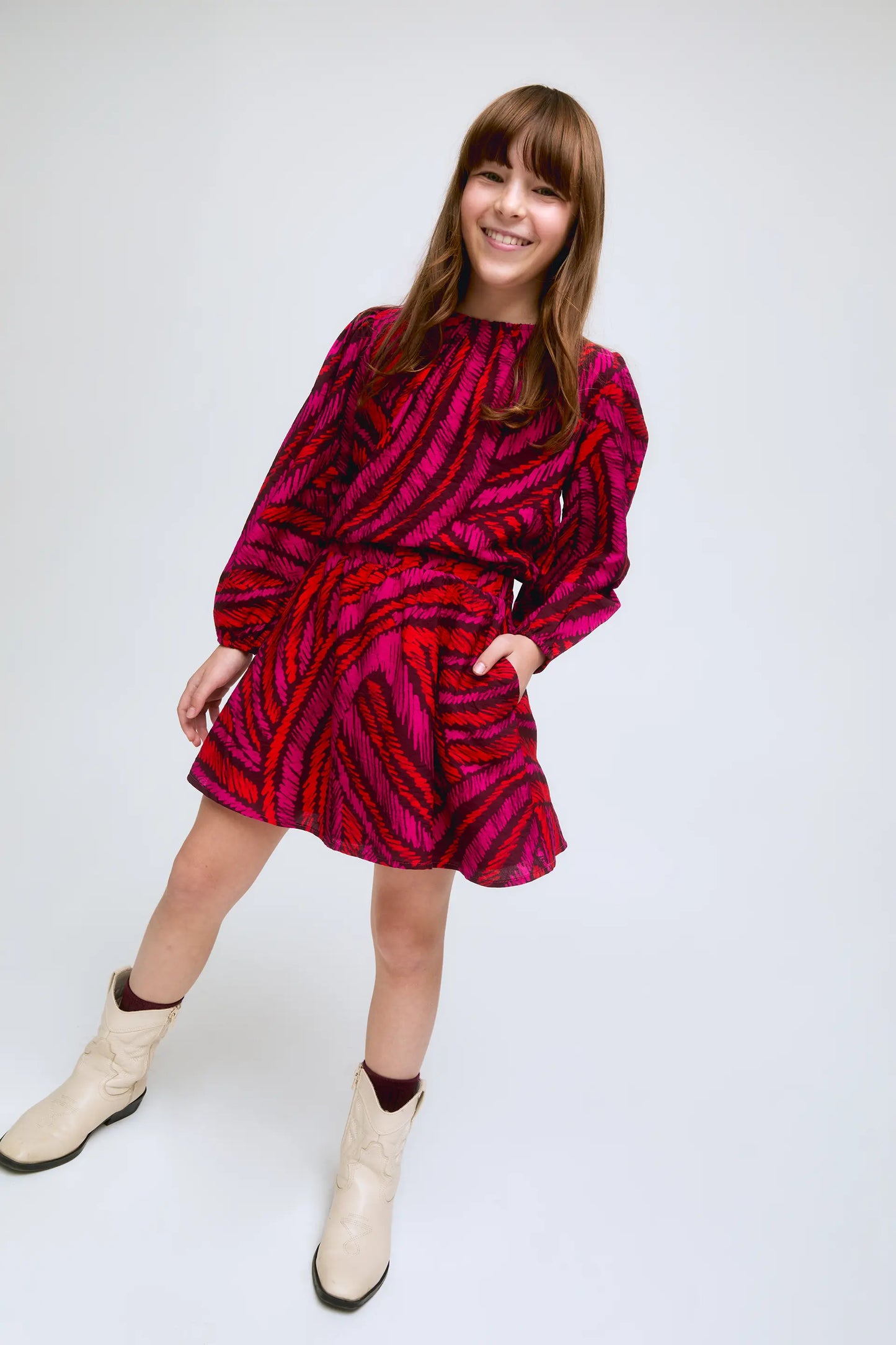 Gonna corta da bambina con stampa fedora