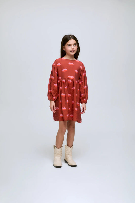 Vestido corto de niña estampado Lips