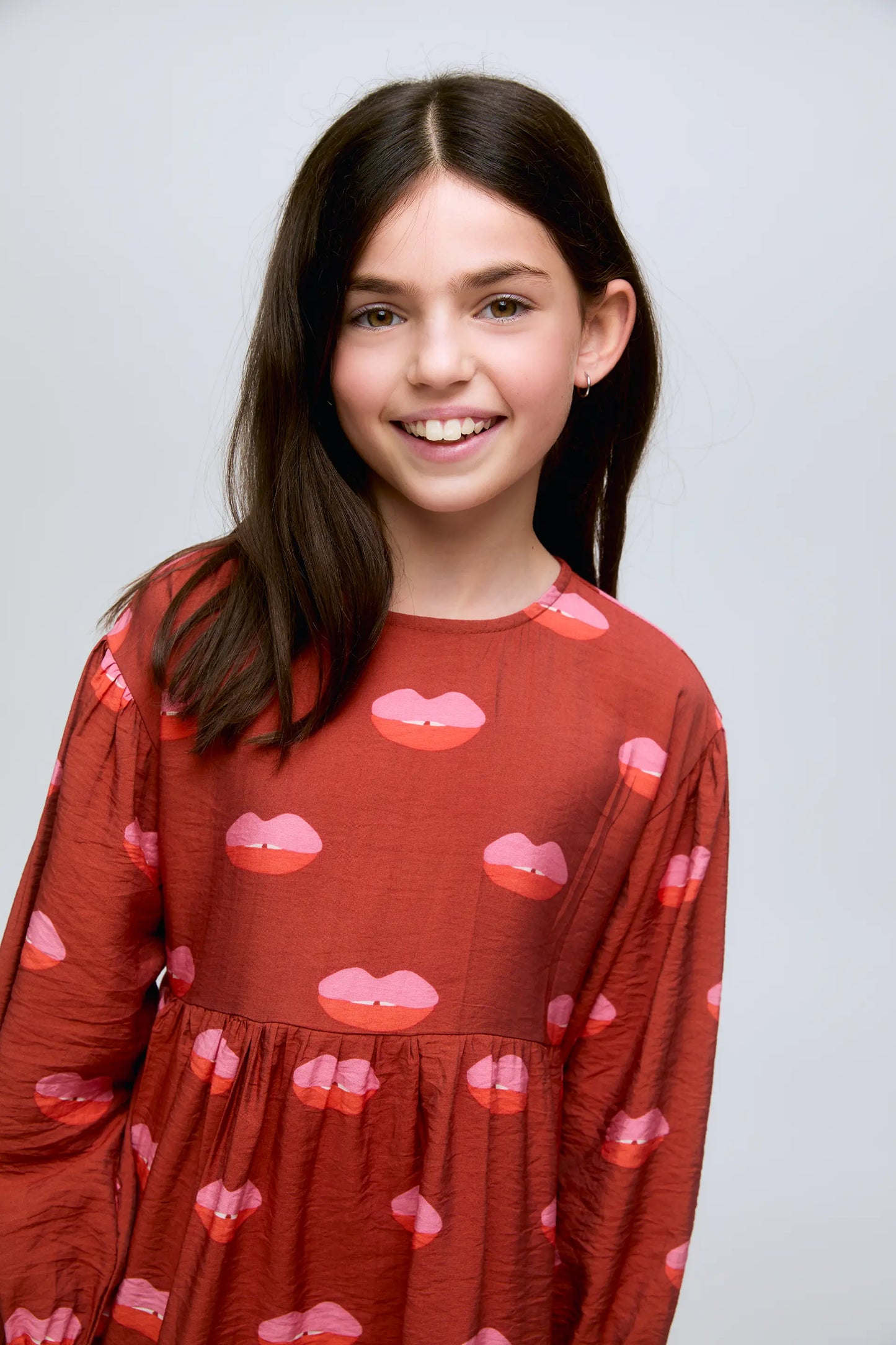 Lips print short girl's dress