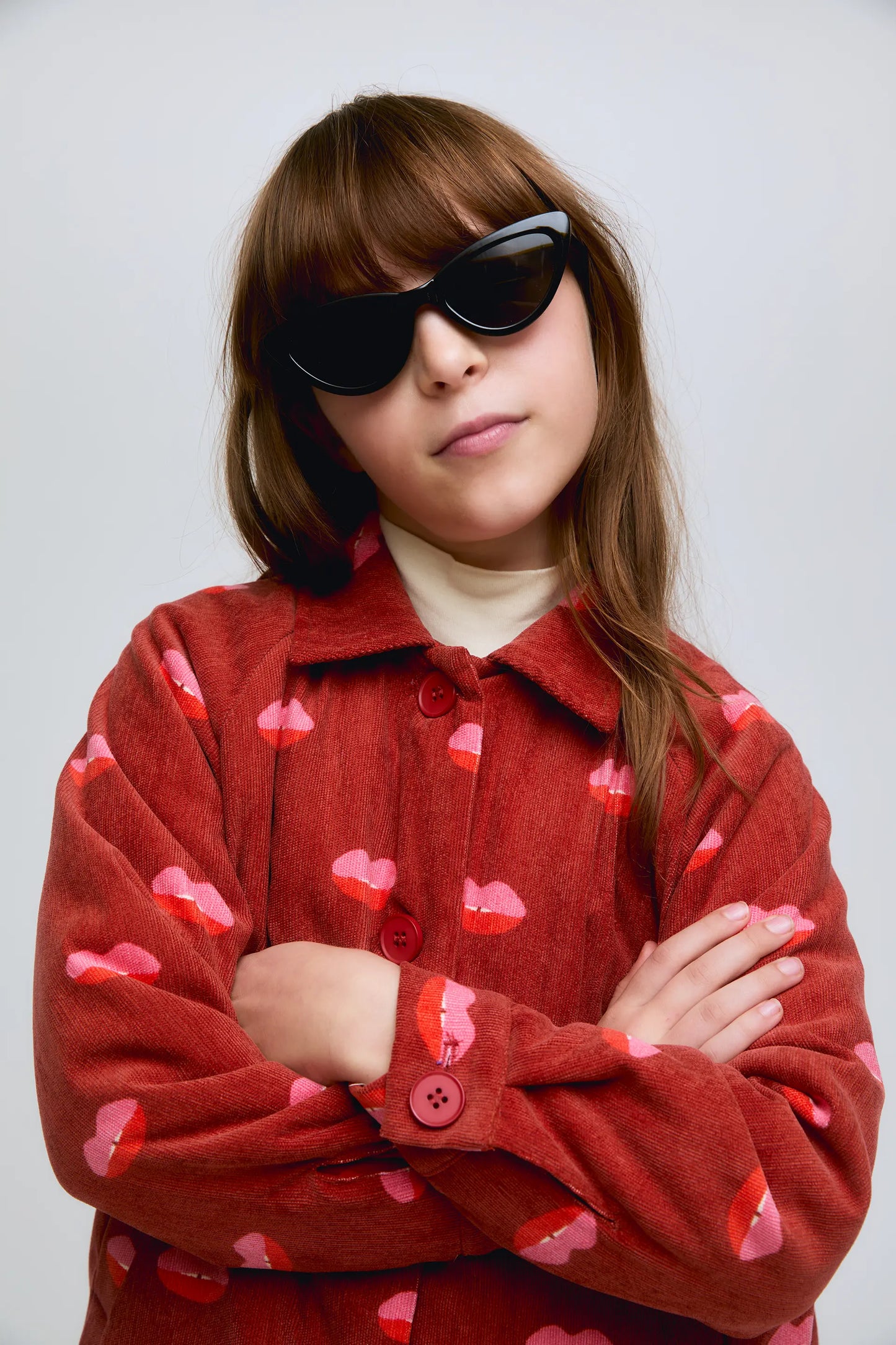 Lips print corduroy jacket