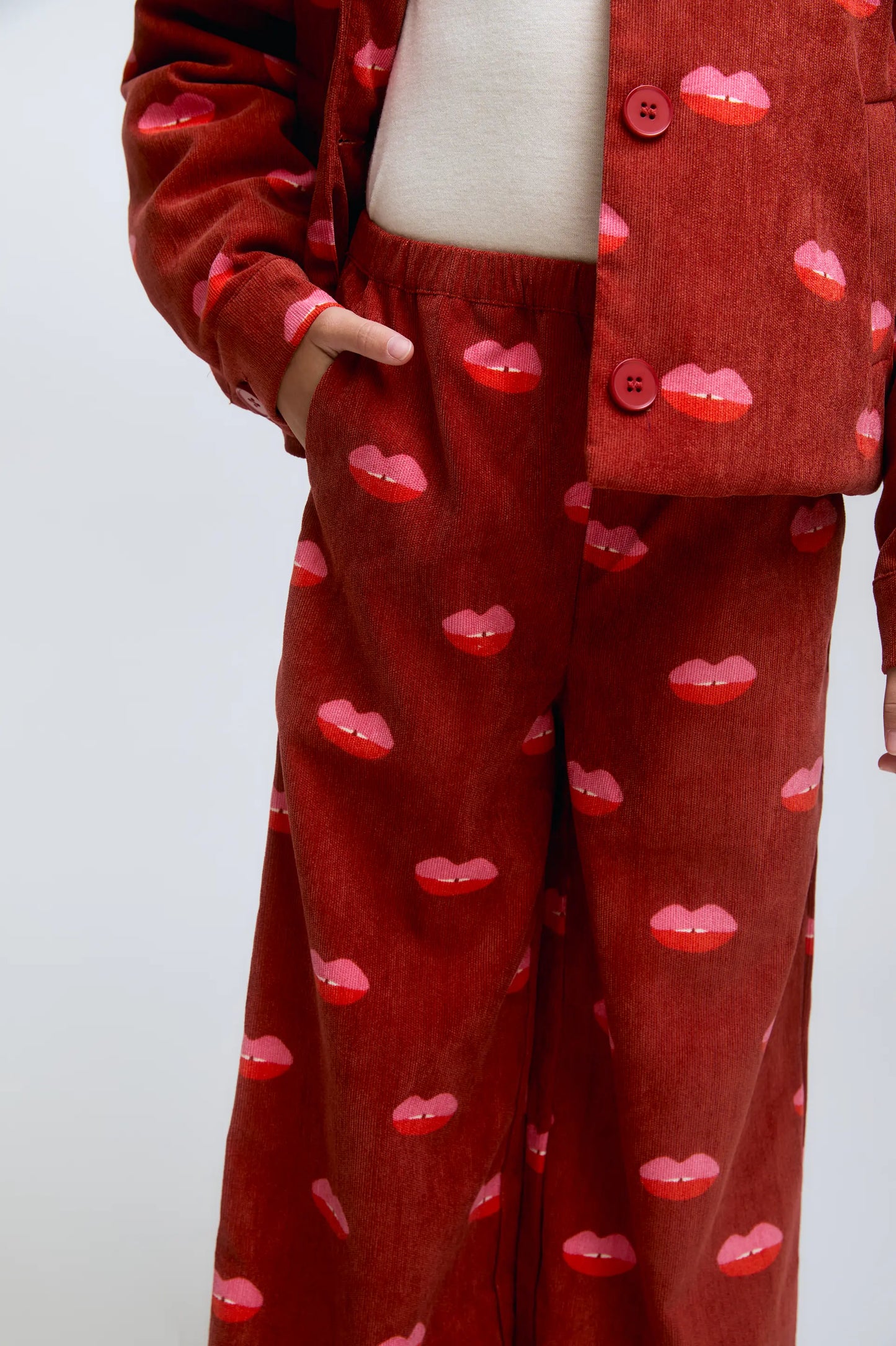 Pantaloni lunghi in velluto a coste da bambina Lips