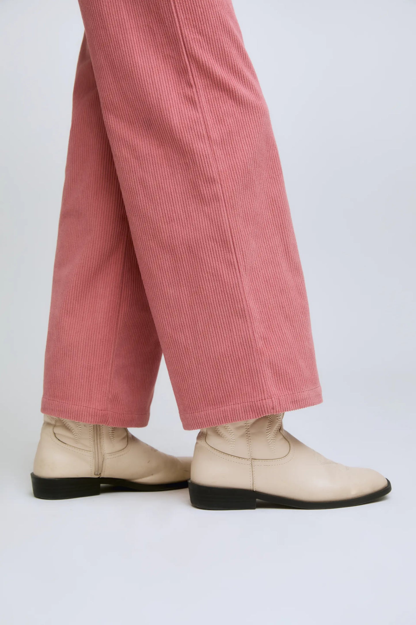 Pink corduroy straight-cut girl's trousers