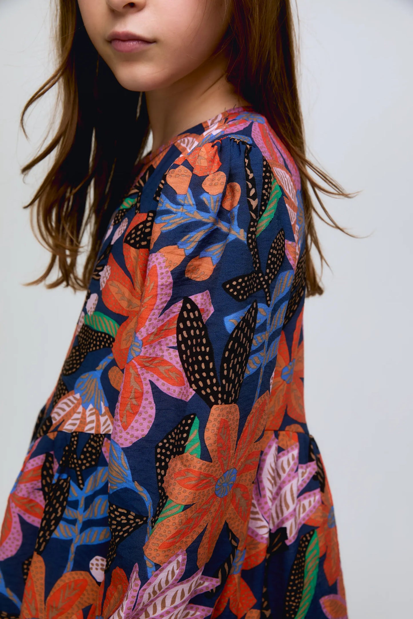 Vestido corto de niña estampado floral Tigerlilly de manga larga