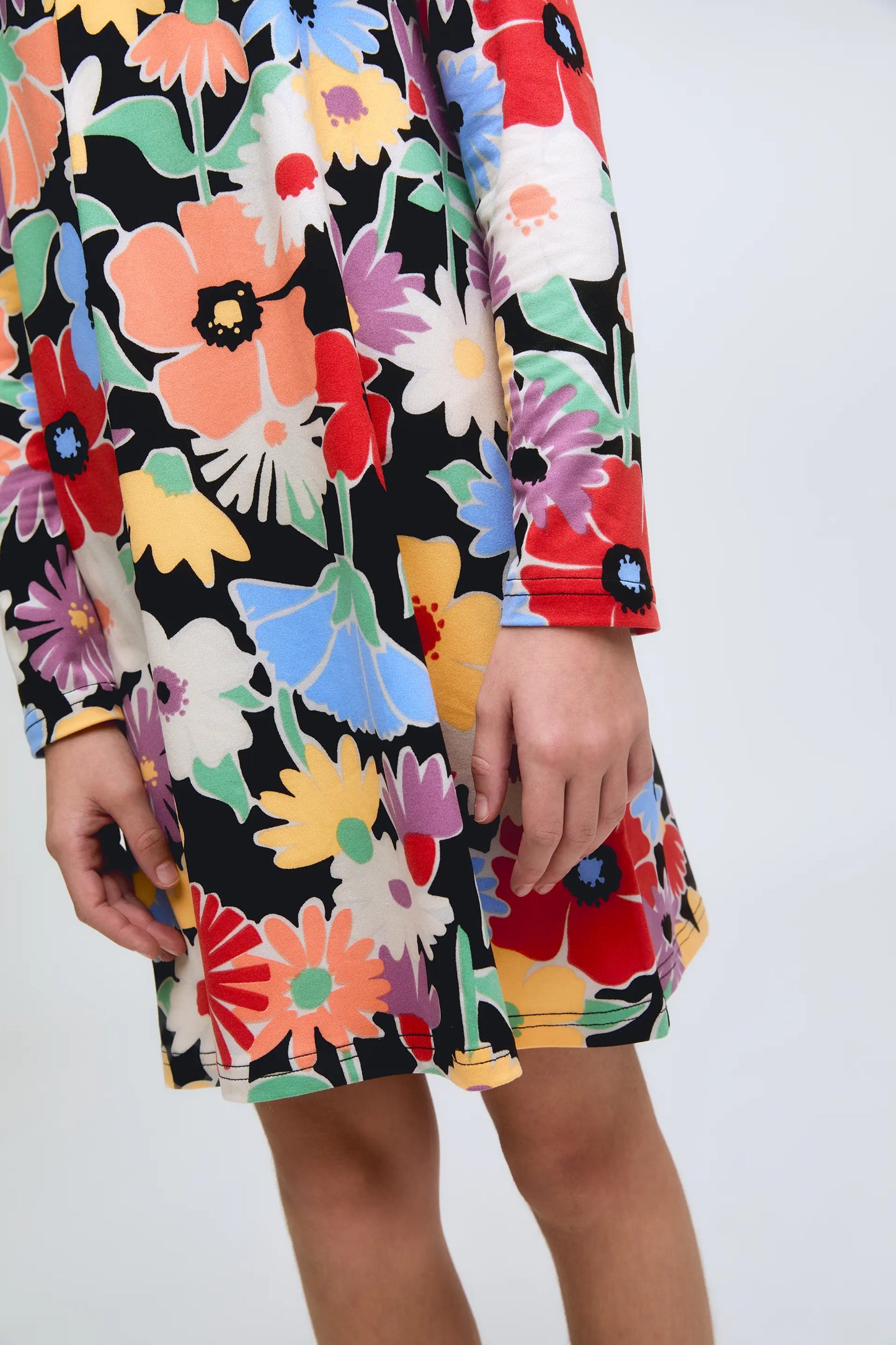 Abito corto da bambina con stampa floreale Hampton a maniche lunghe