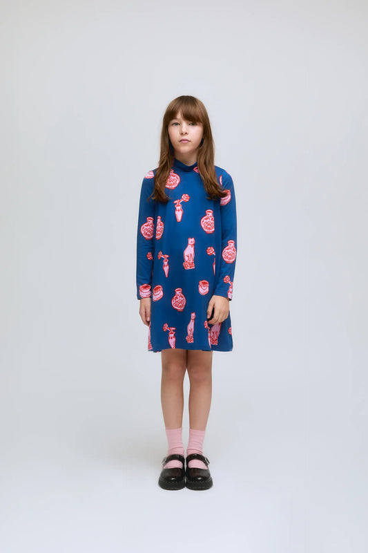 Vestido de niña corto manga larga estampado Porcelain