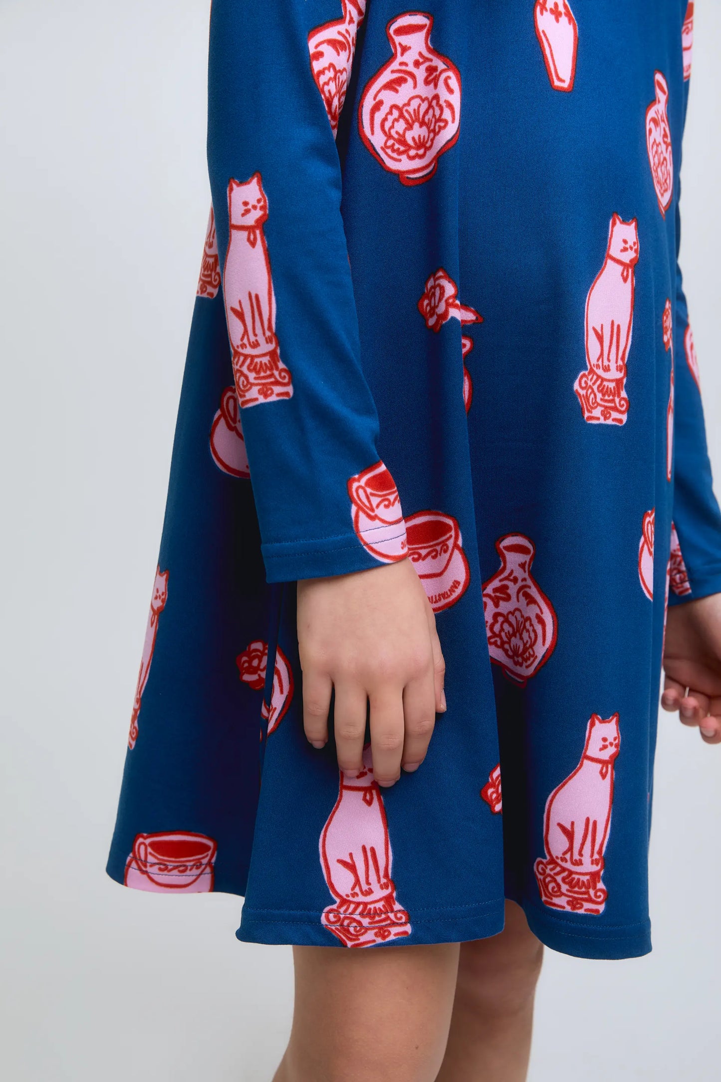 Vestido de niña corto manga larga estampado Porcelain