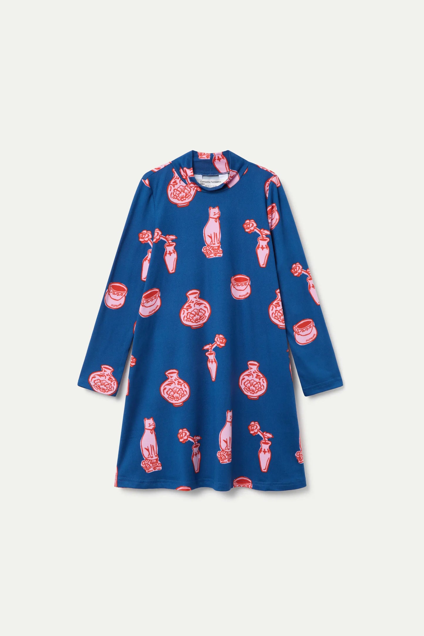 Vestido de niña corto manga larga estampado Porcelain