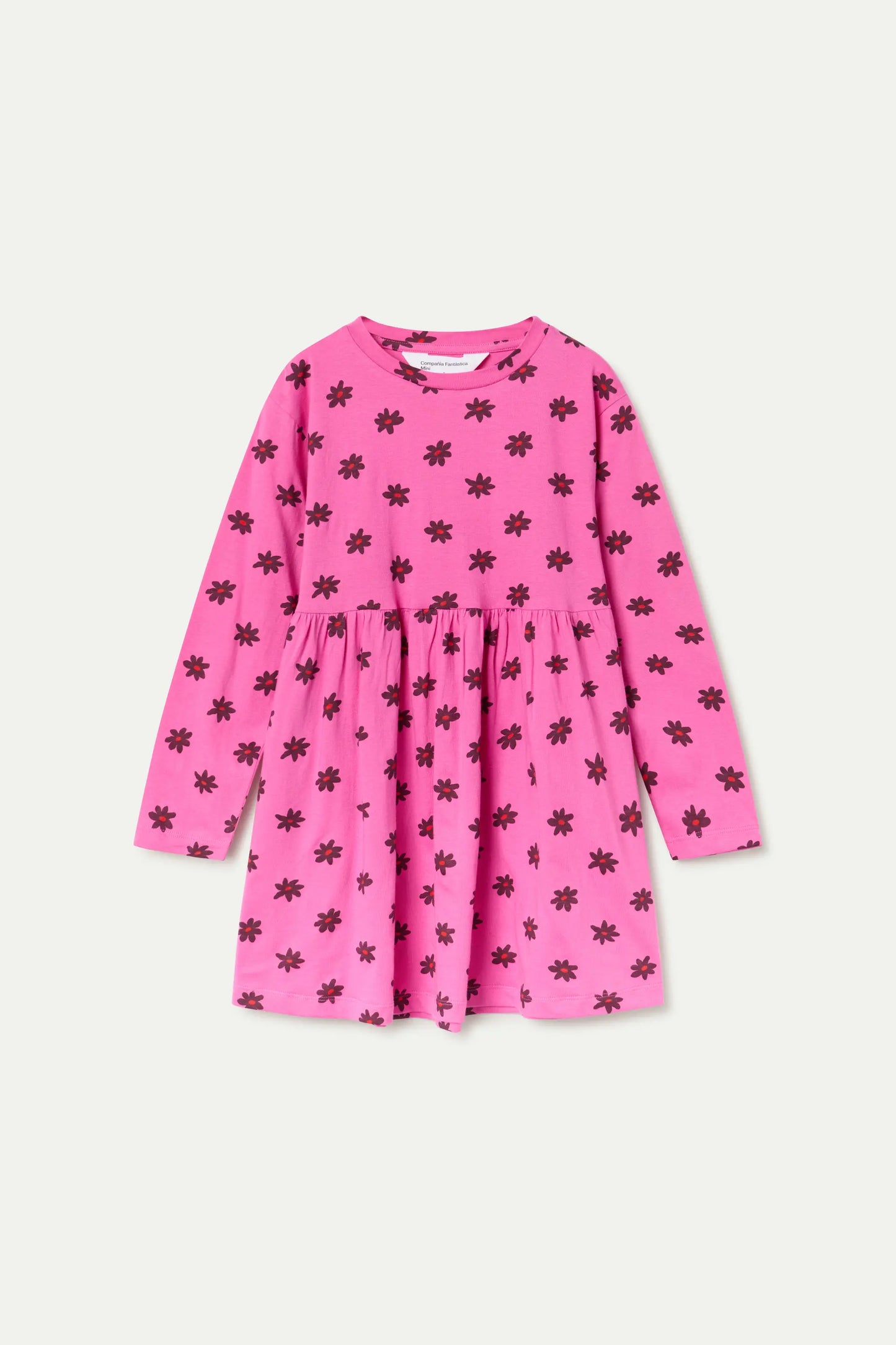 Vestido corto de niña en color rosa estampado Daisy.