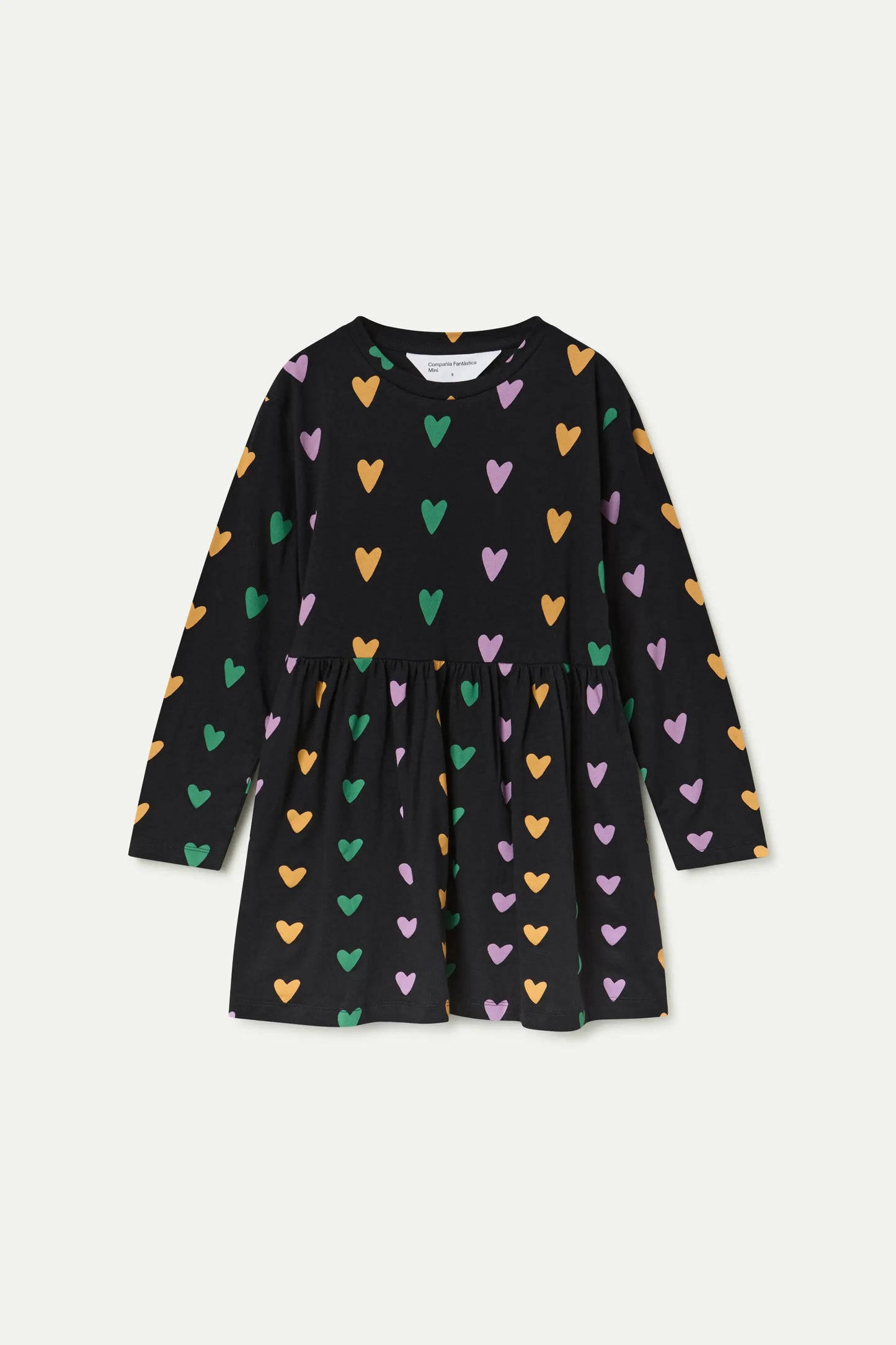 Vestido corto de niña en color negro estampado Cupido Lines.