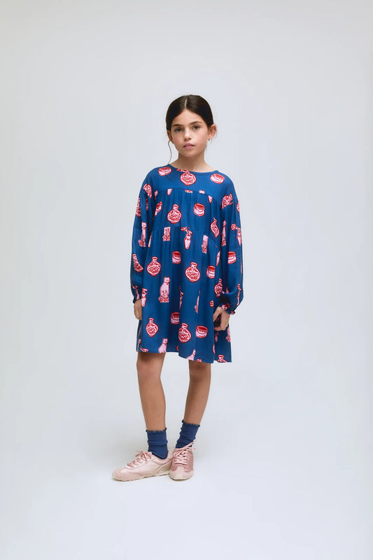 Vestido de niña de manga larga con estampado Porcelain