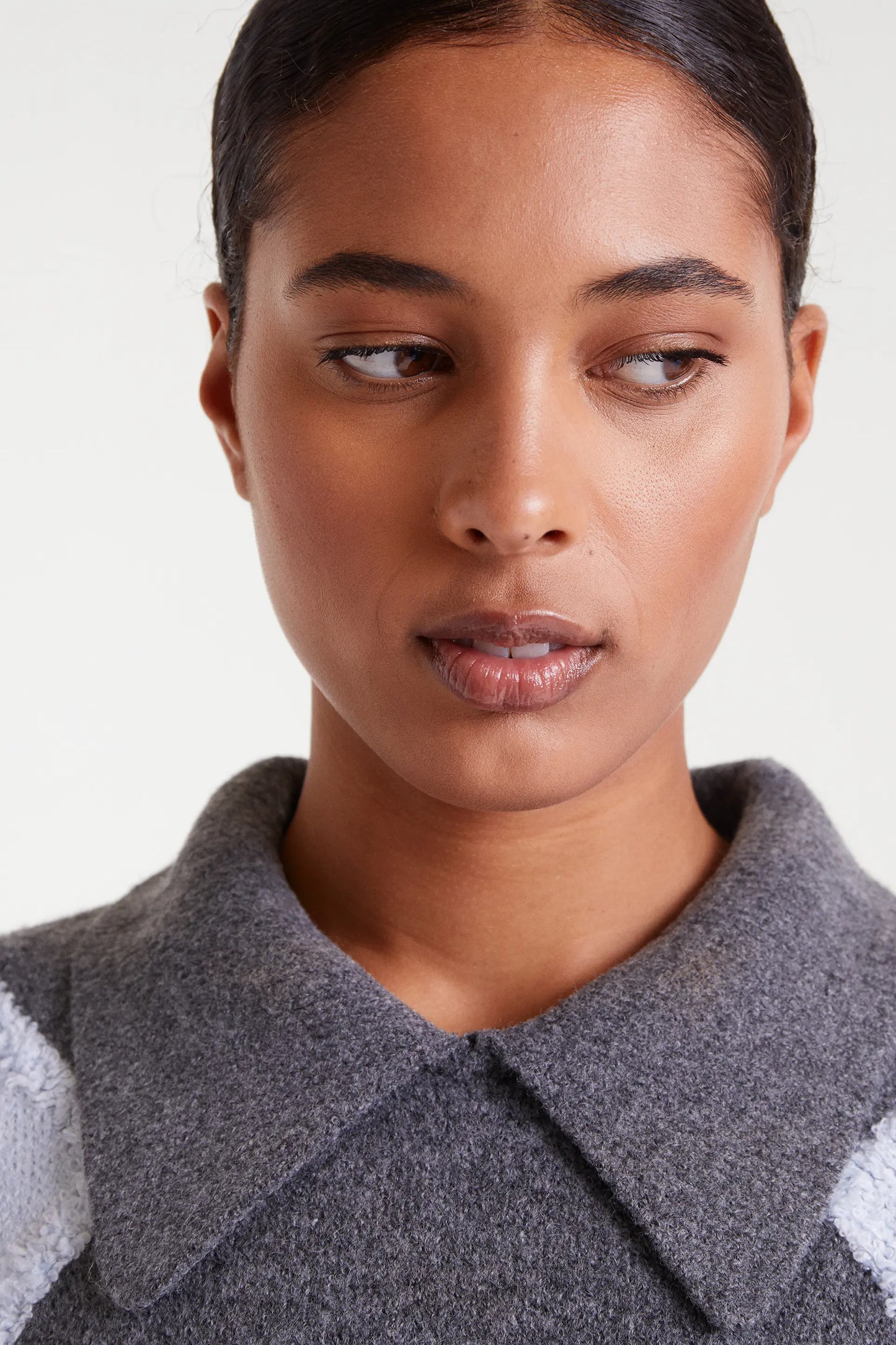 Maglione jacquard a rombi grigio e blu