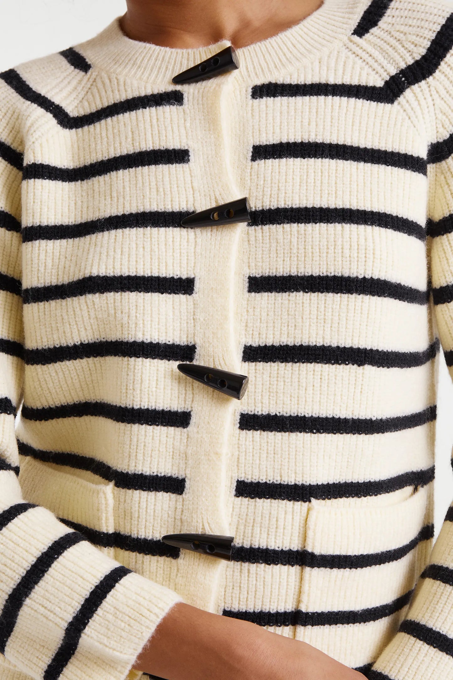 Cárdigan punto rayas blanco y negro