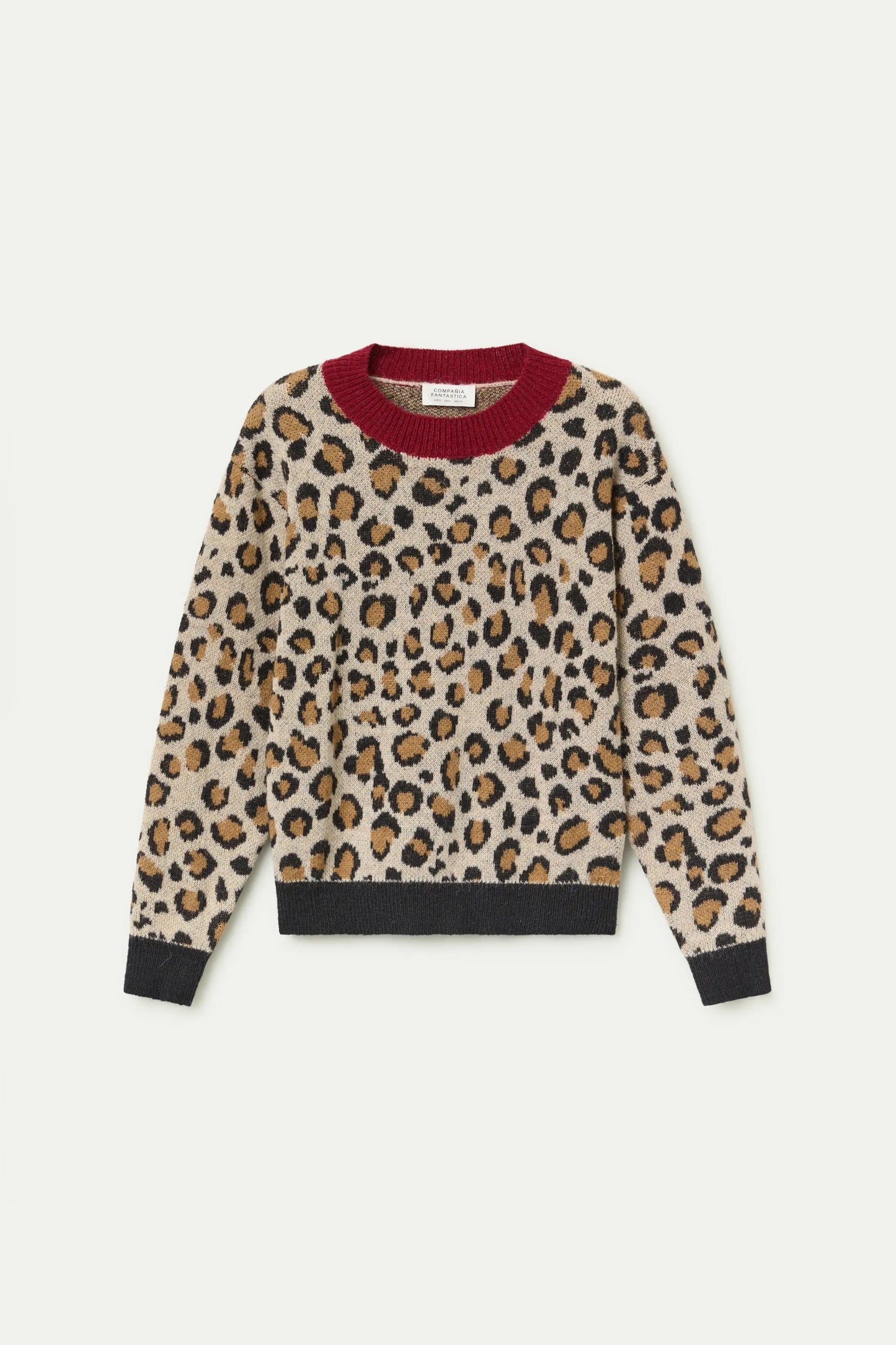 Mini maglione jacquard con stampa leopardata