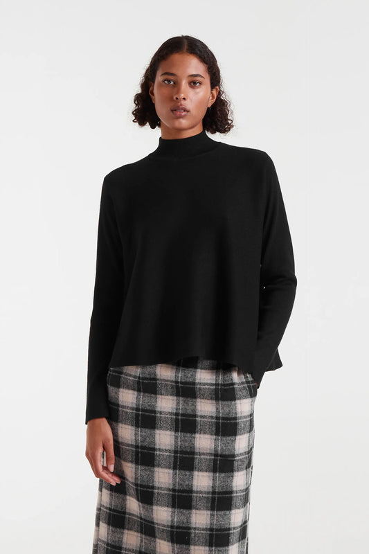 Jersey evasé cuello  perkins negro