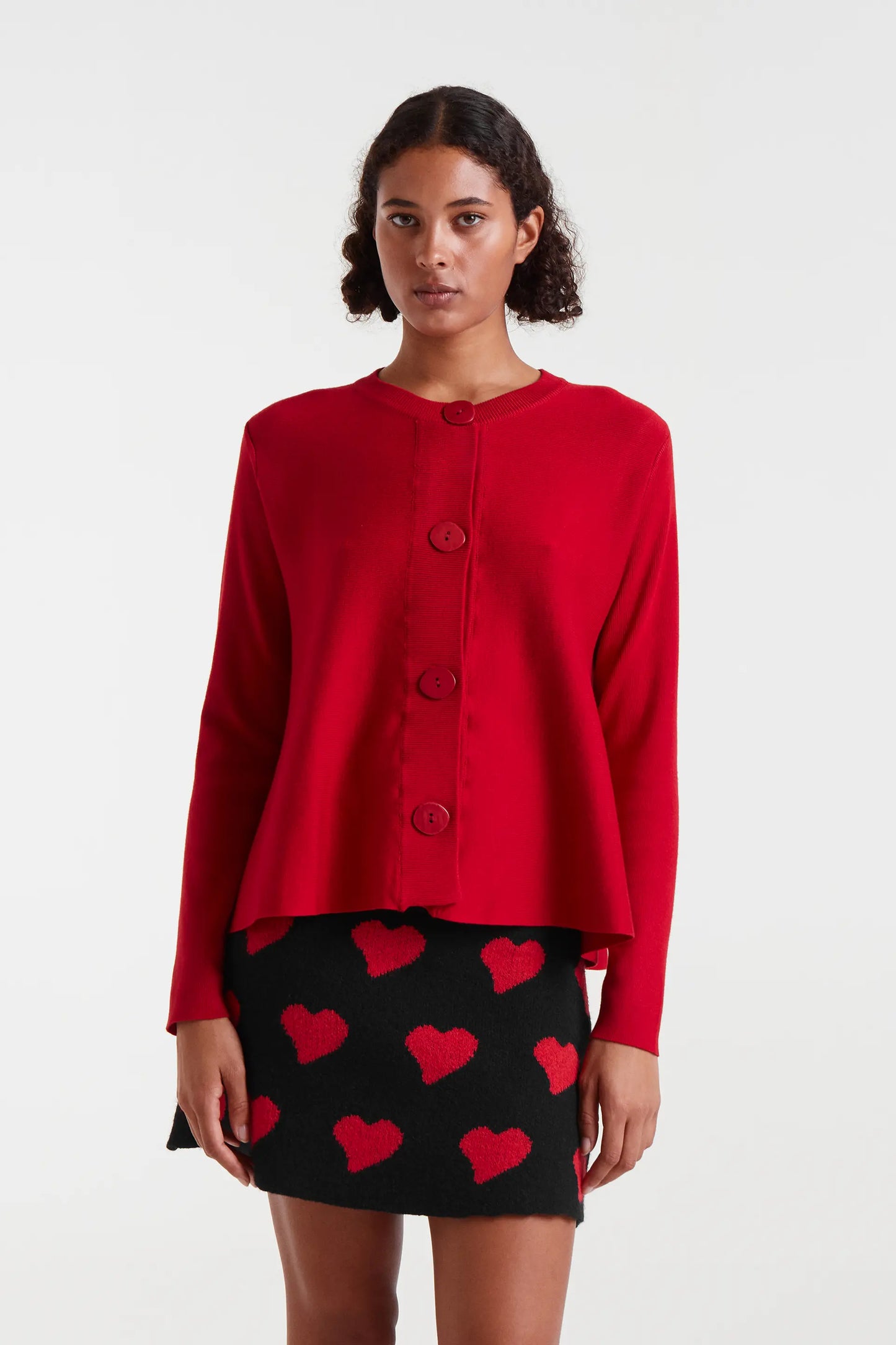 Cárdigan de punto evasé rojo