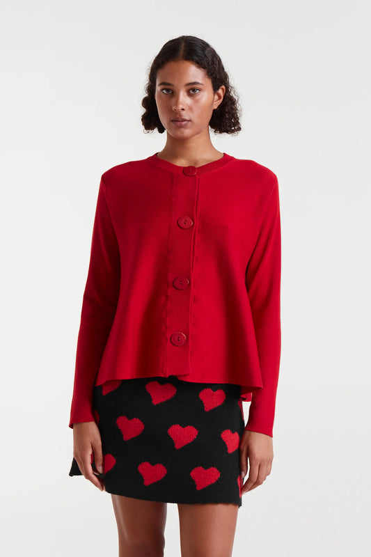 Cárdigan de punto evasé rojo