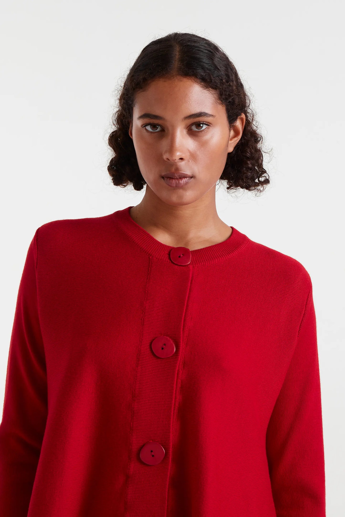 Cárdigan de punto evasé rojo