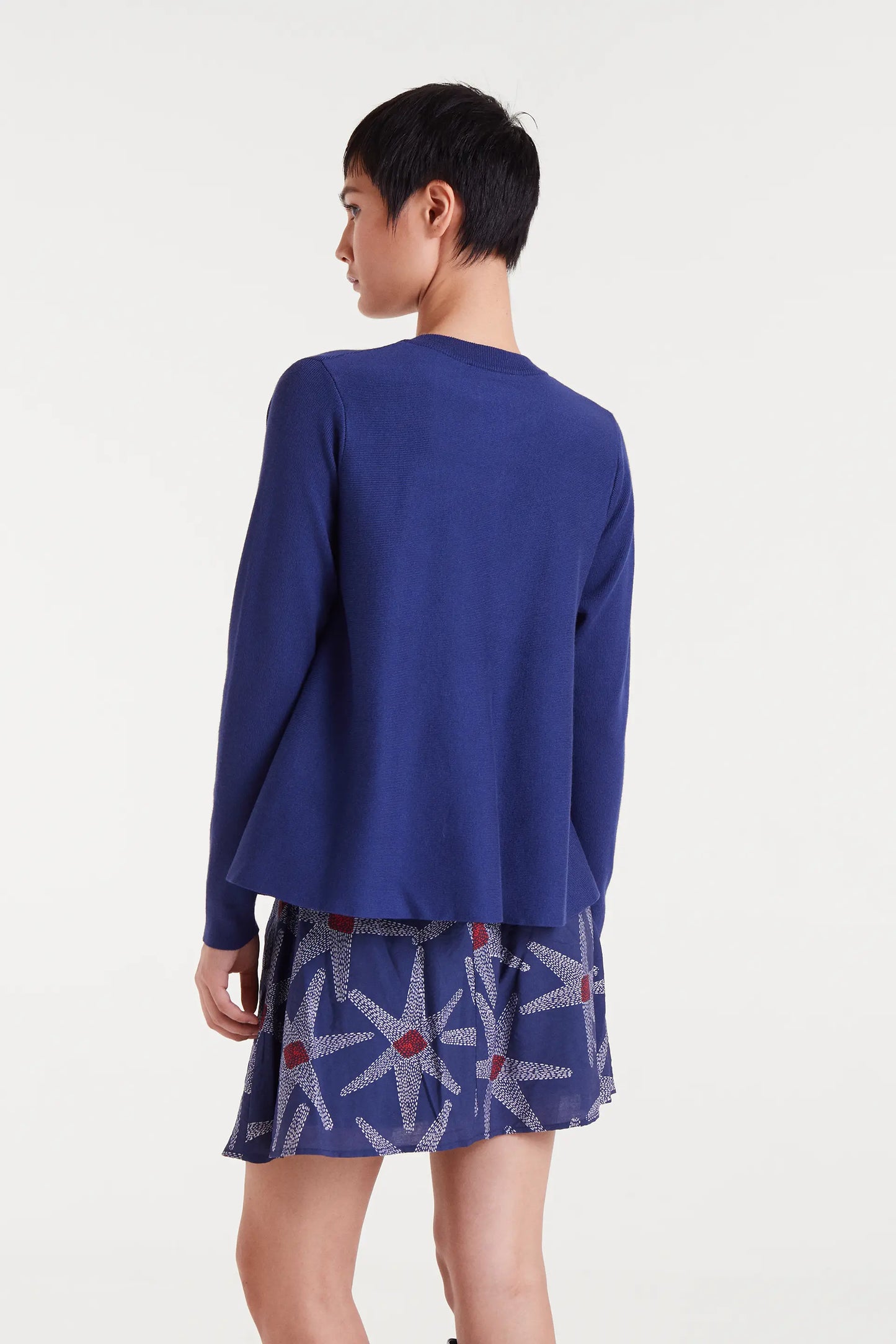 Cárdigan de punto evasé azul