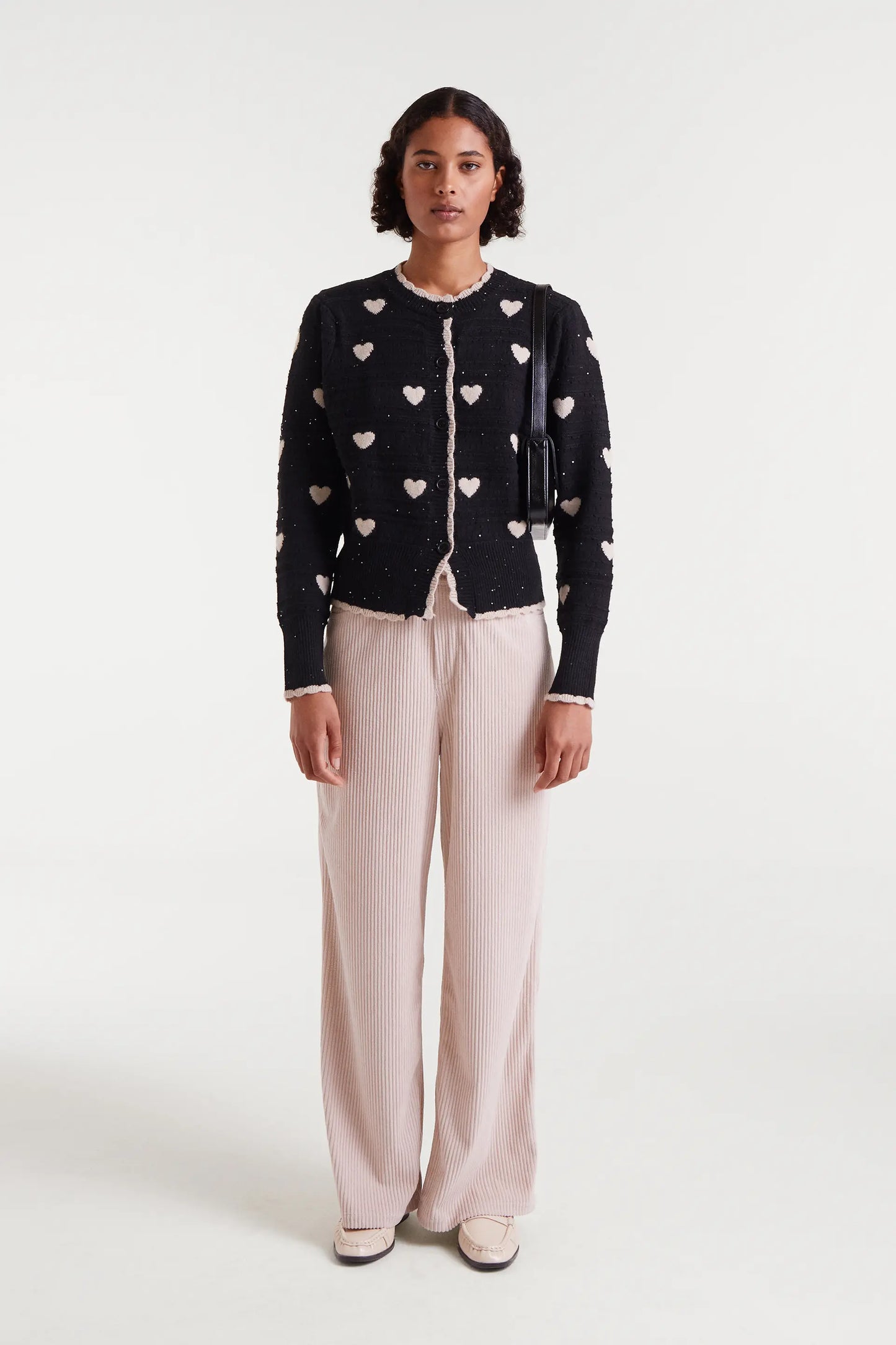 Cardigan jacquard con stampa White Hearts