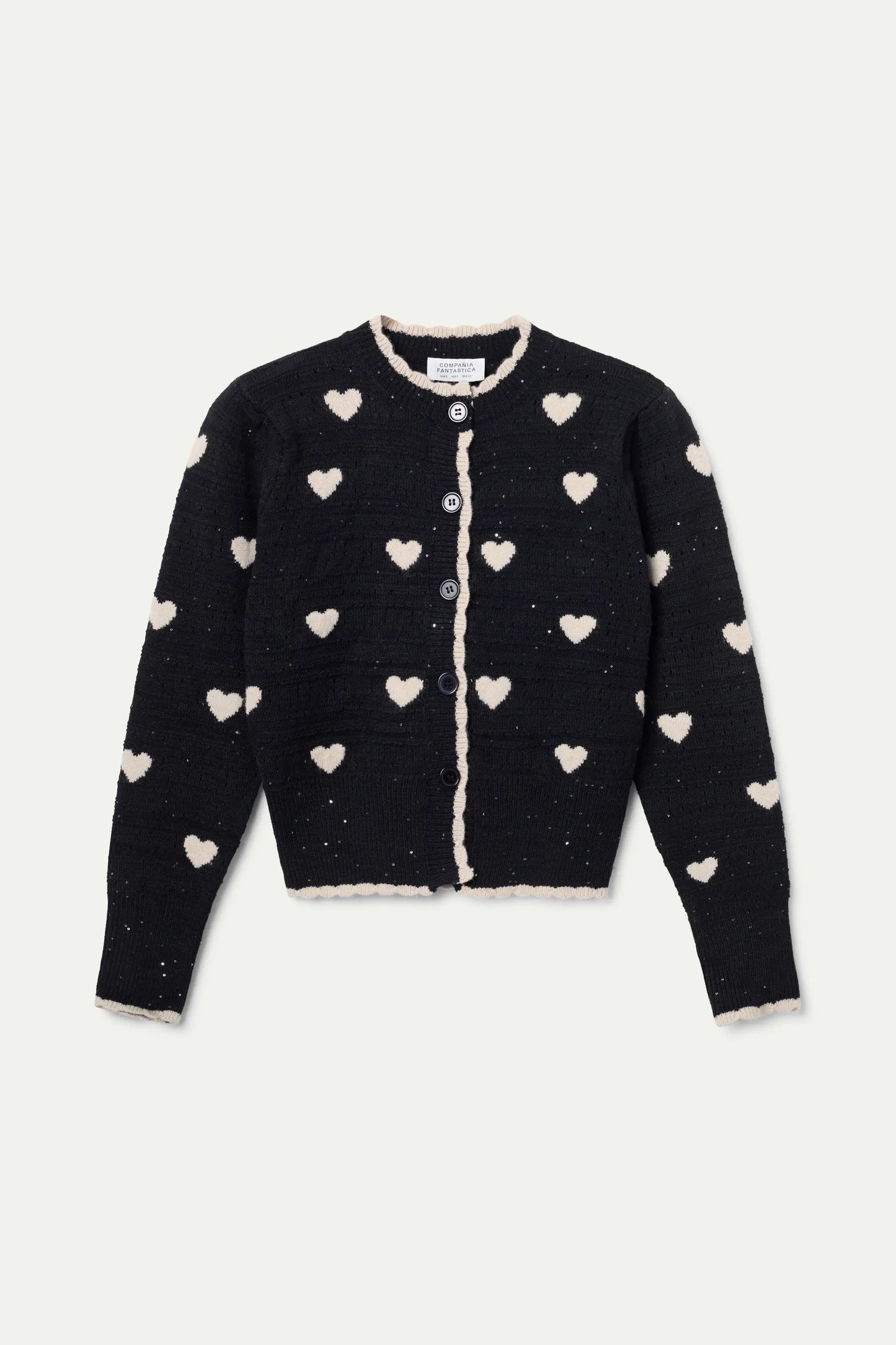Cardigan jacquard con stampa White Hearts