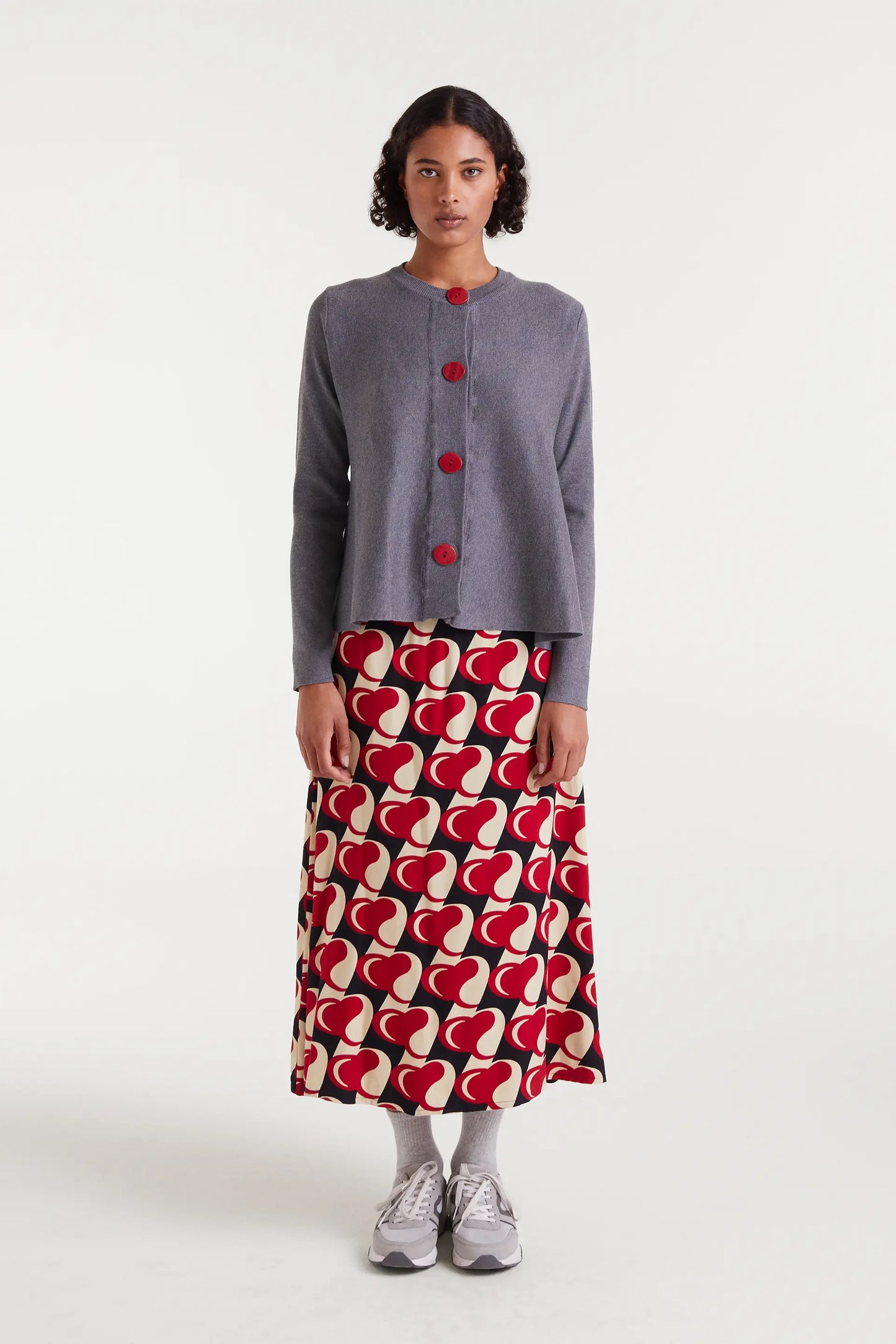 Cárdigan de punto evasé gris