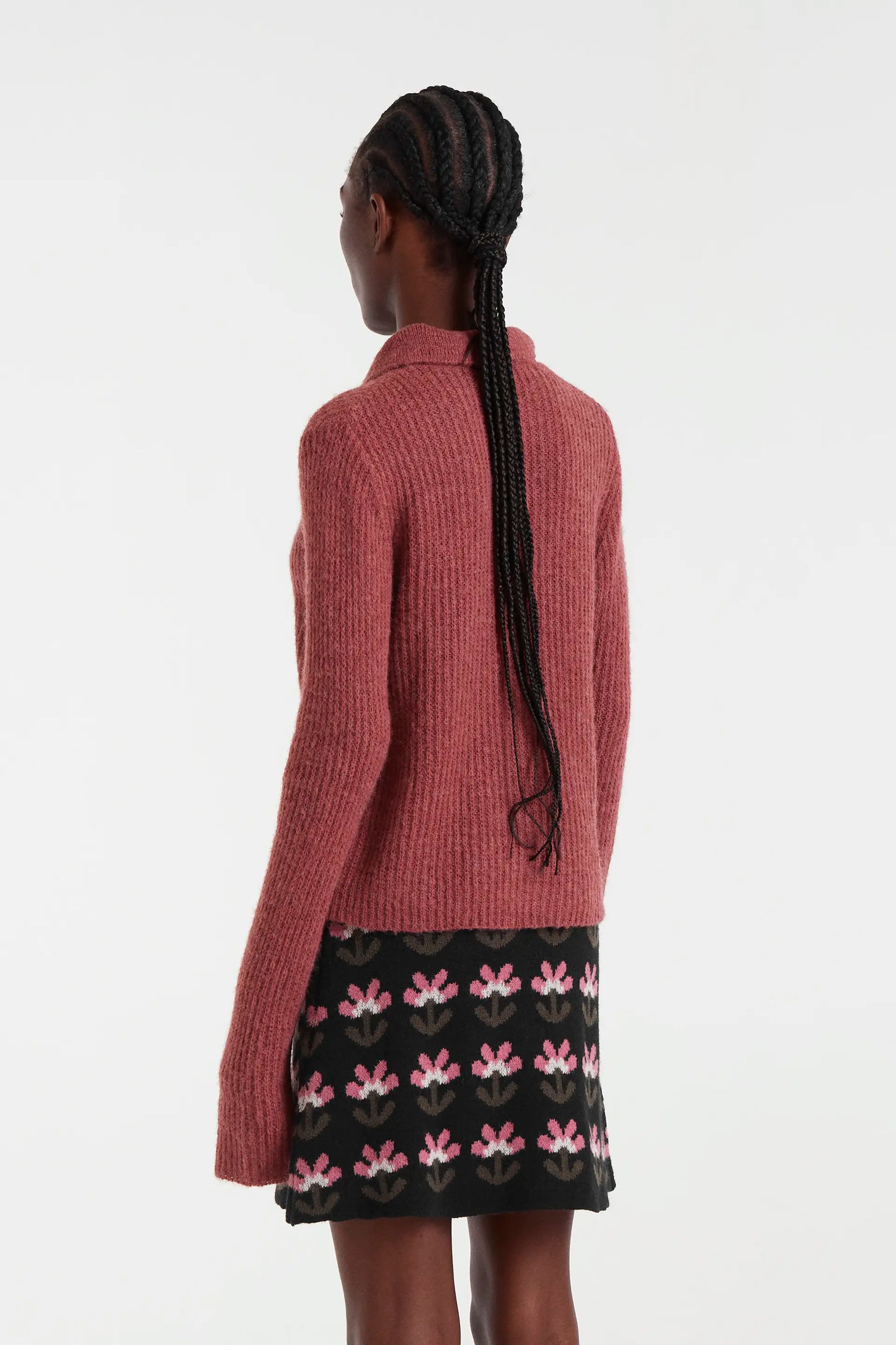 Cardigan lavorato a maglia tie-dye color ruggine