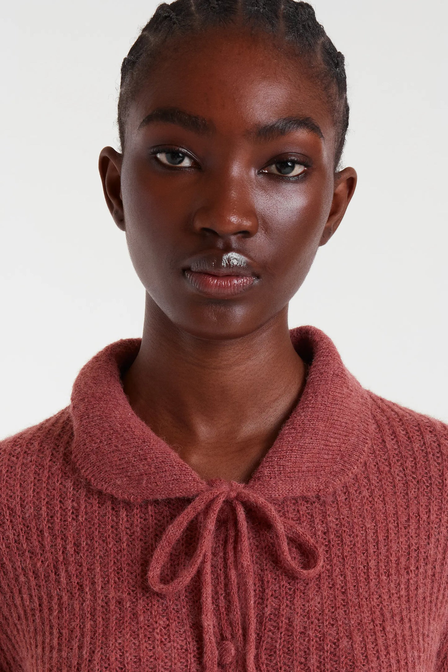 Cardigan lavorato a maglia tie-dye color ruggine