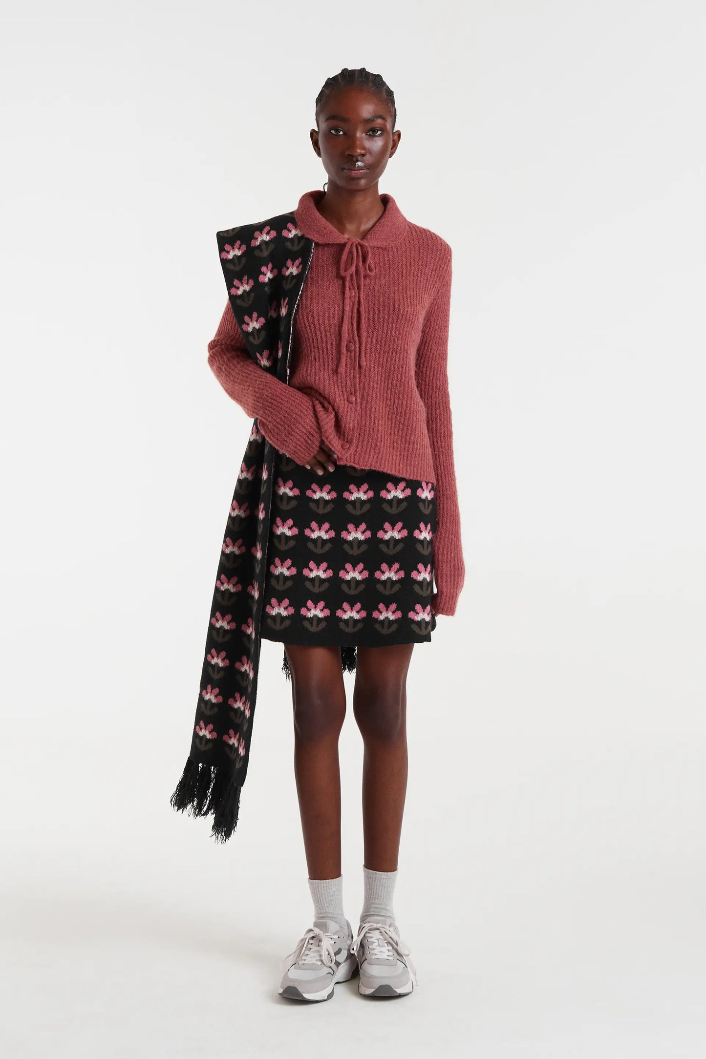 Cardigan lavorato a maglia tie-dye color ruggine