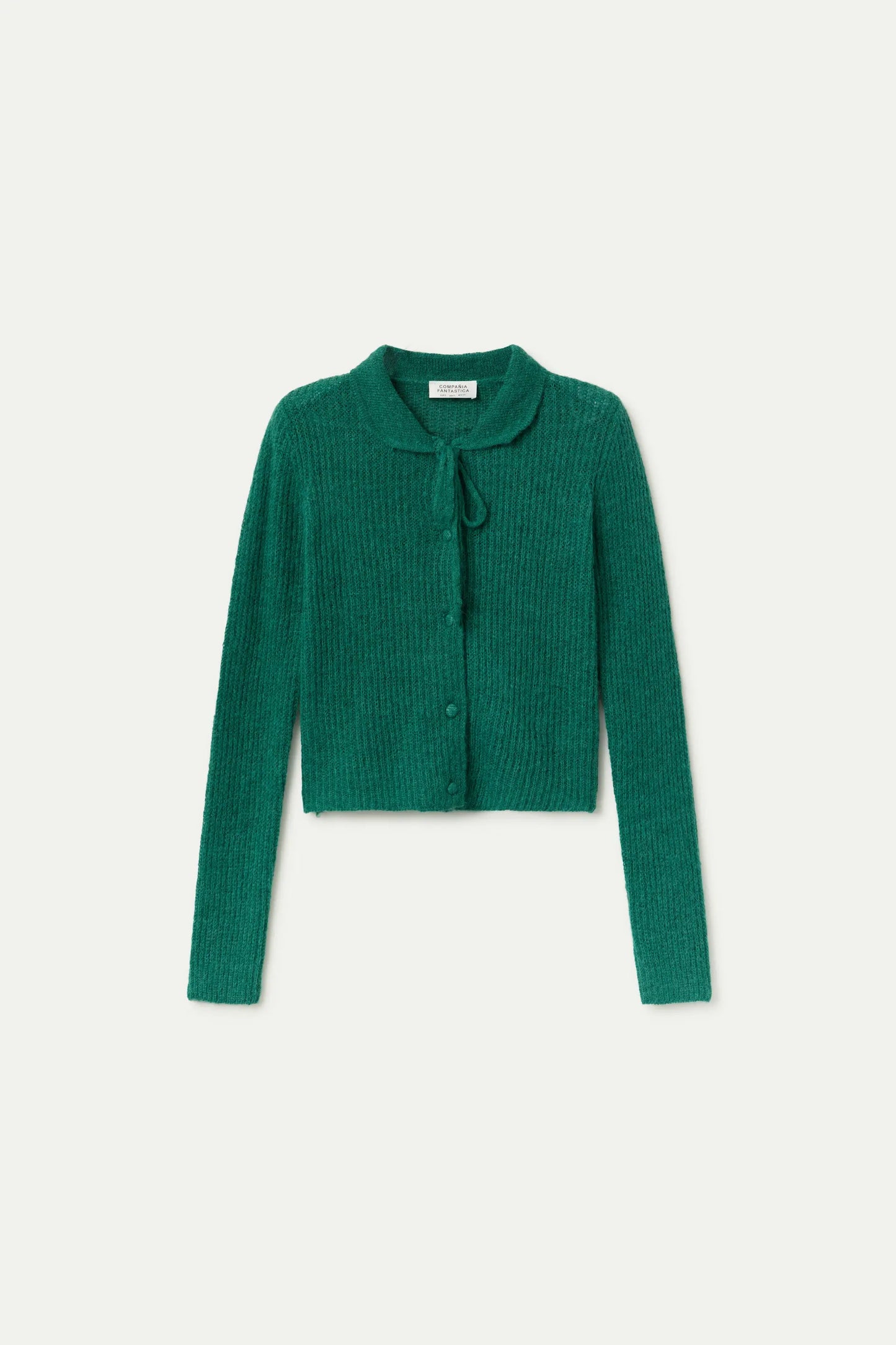 Cardigan in maglia con fiocco turchese