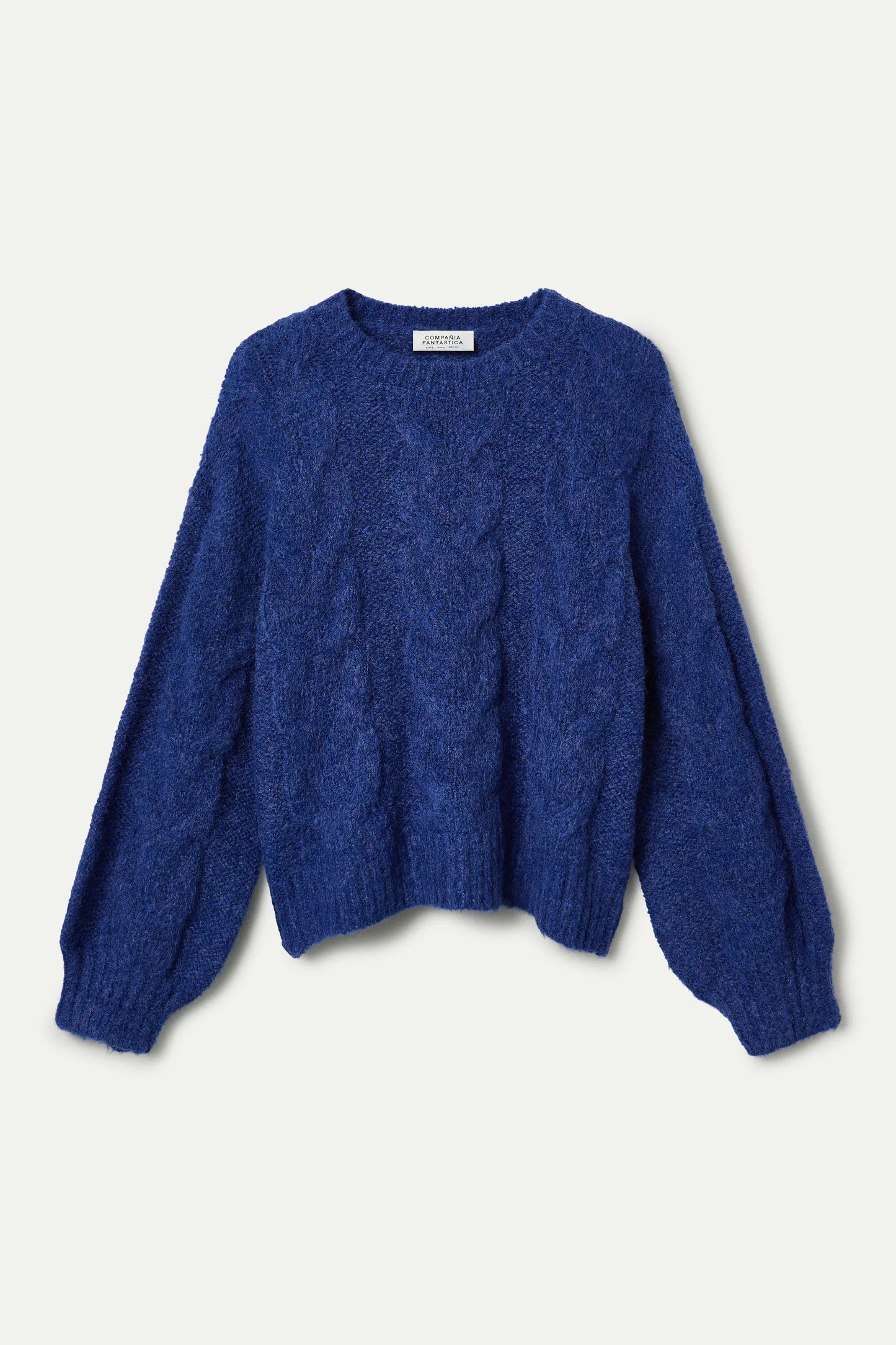 Maglione blu a maglia a catena
